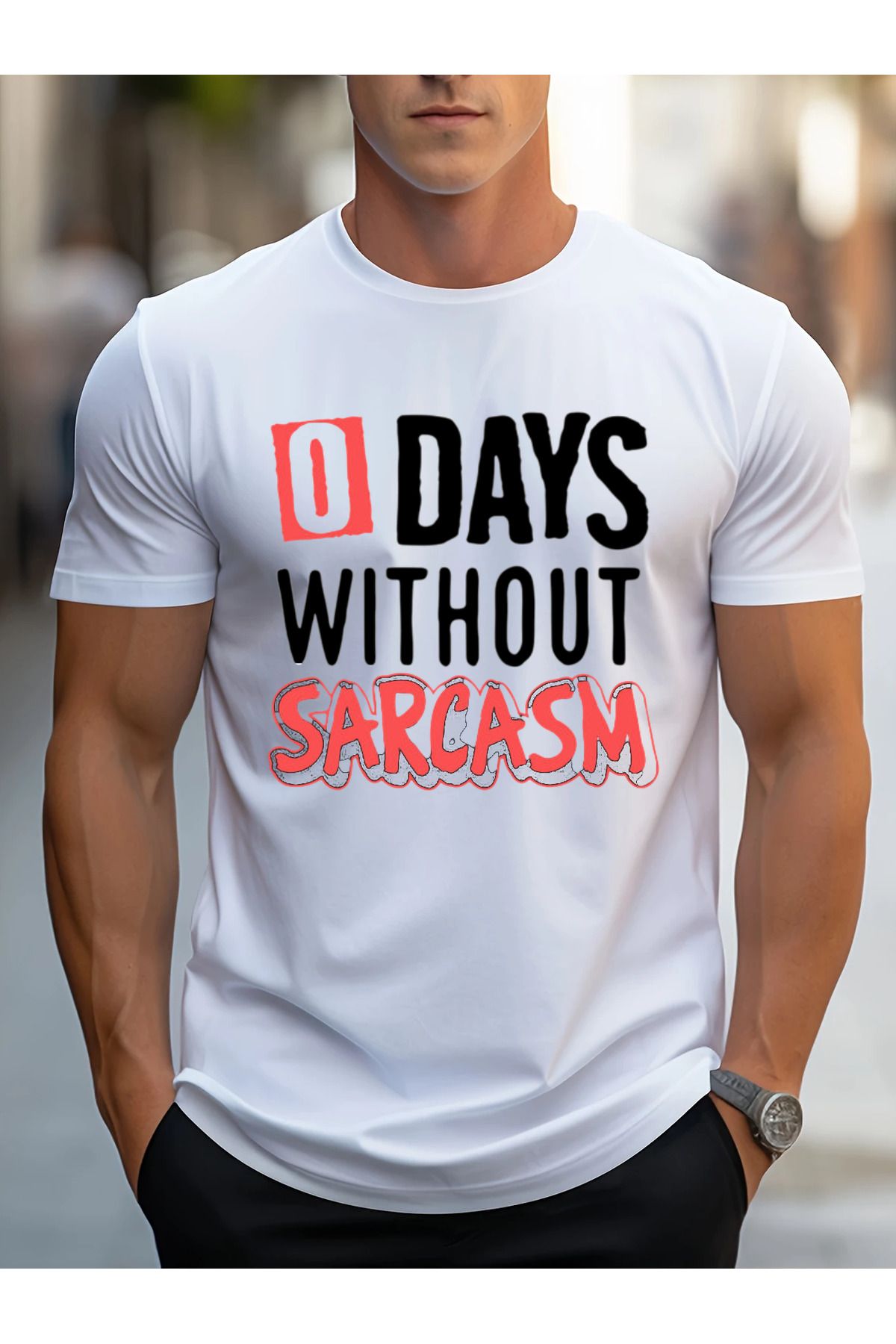bellanova Oversize 0 Days Without Sarcasm Baskılı Unisex Tişört