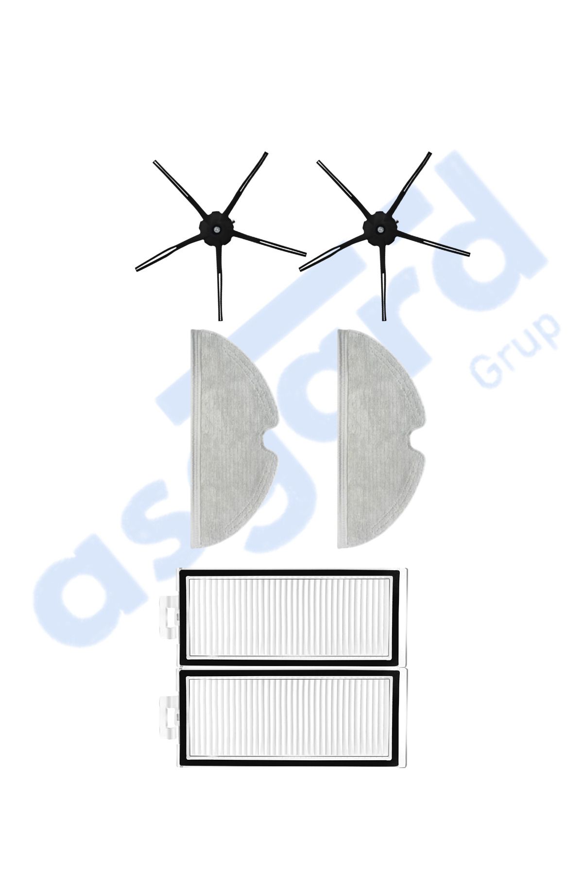 Asgard Grup ROBOROCK Q7 , Q7+ , Q7 MAX , Q7 MAX+ Uyumlu 2 Yan Fırça 2 Filtre 2 Mop