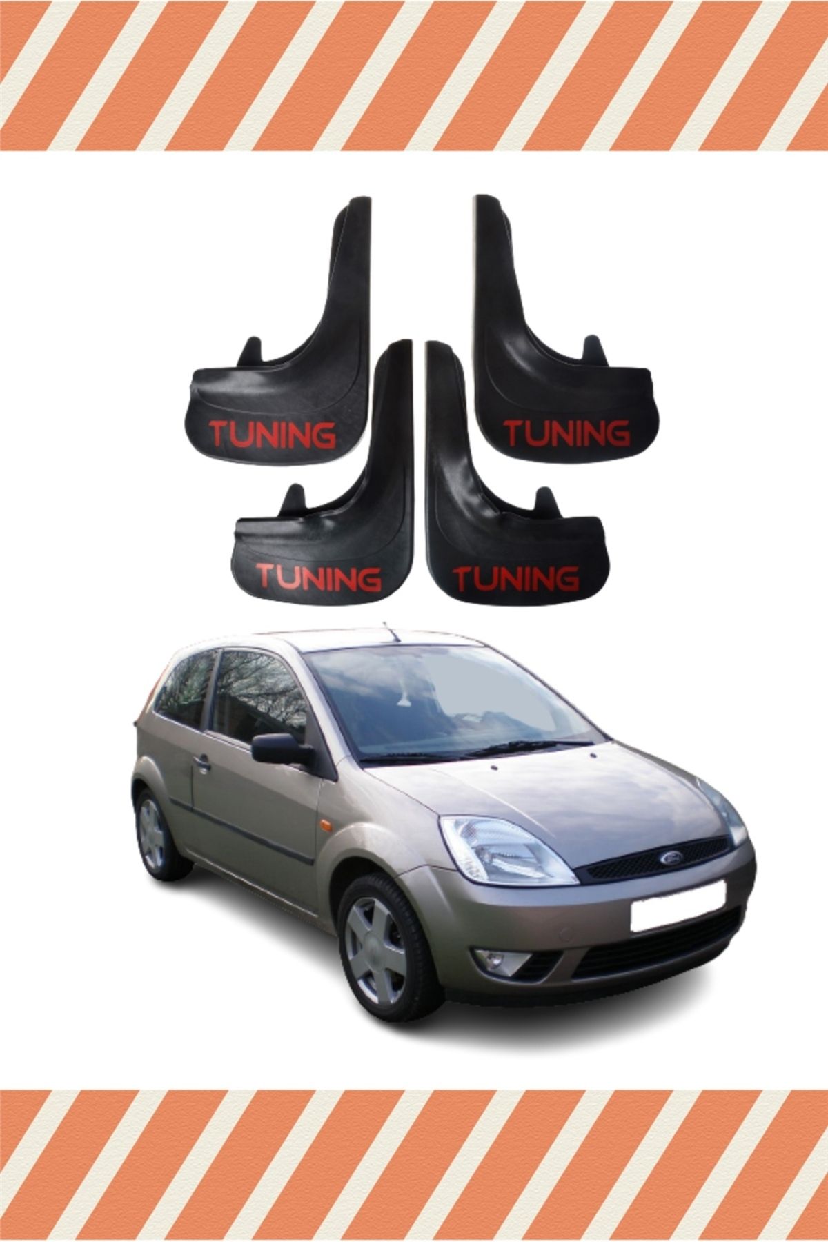 ALPAX OTOMOTİV Ford Fiesta 2002-2009 Tunıng Yazılı 4'lü Tozluk Çamurluk Paçalık