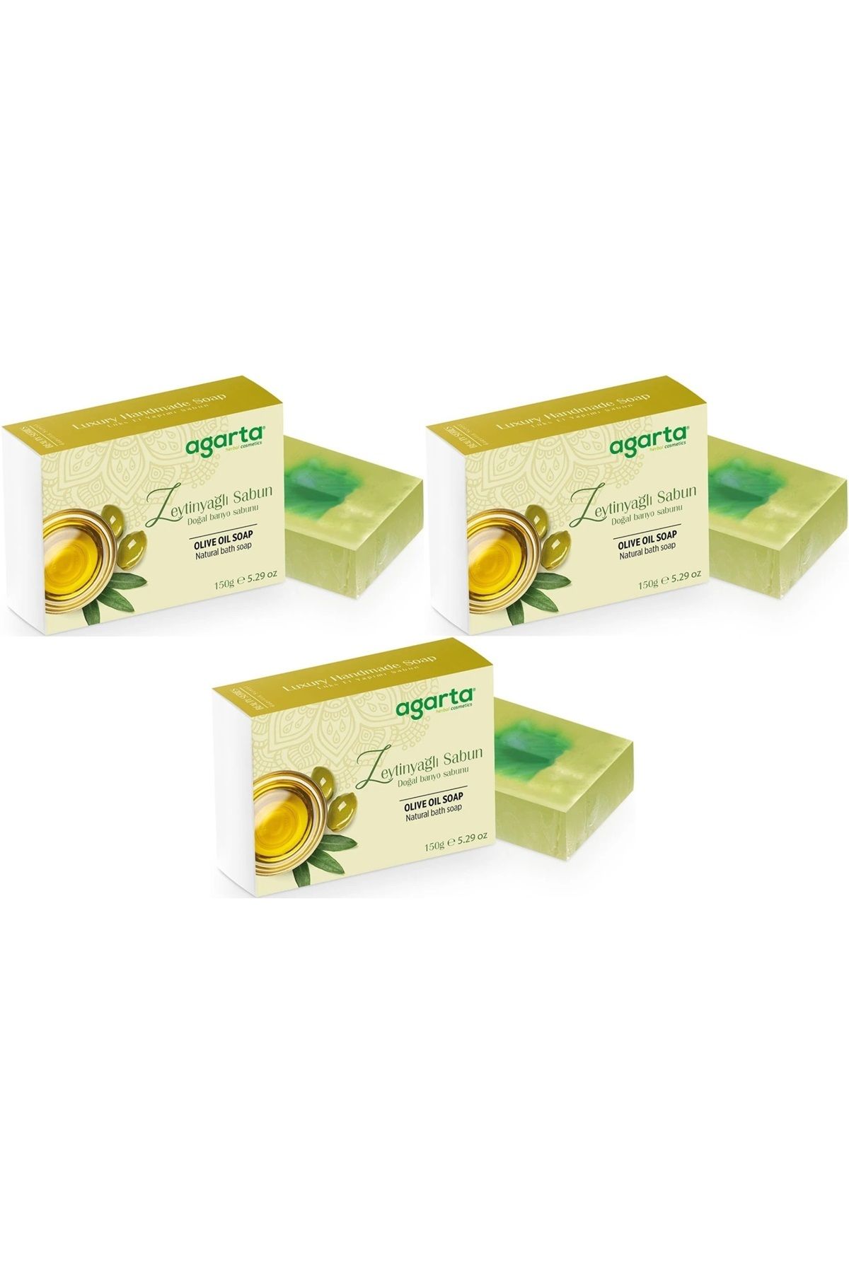 Agarta El Yapımı Doğal Sabun 150GR Zeytinyağlı (3 Lü Set)