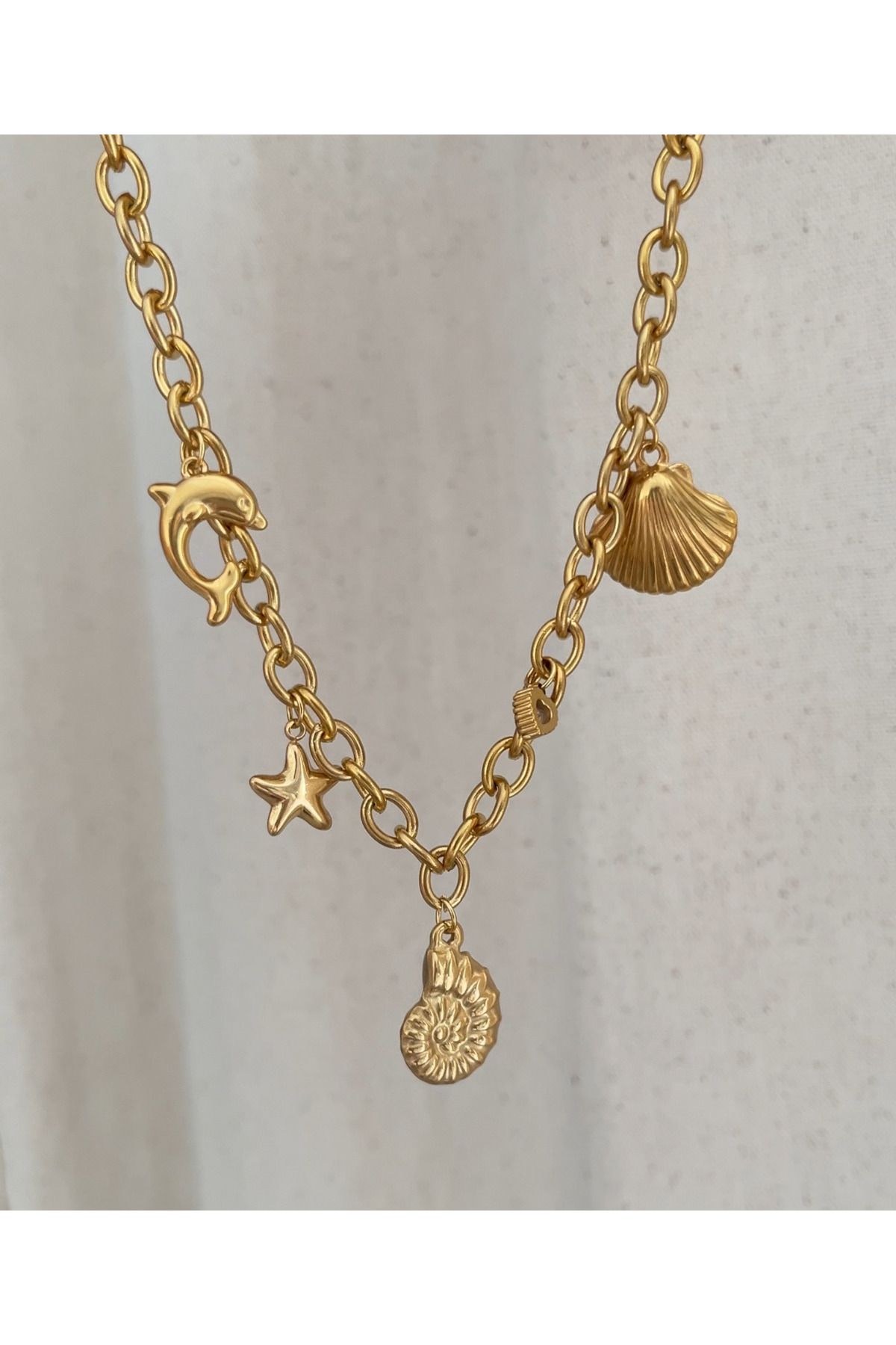 Çelik Antialerjik Salyangoz Charm Kolye 42+6cm