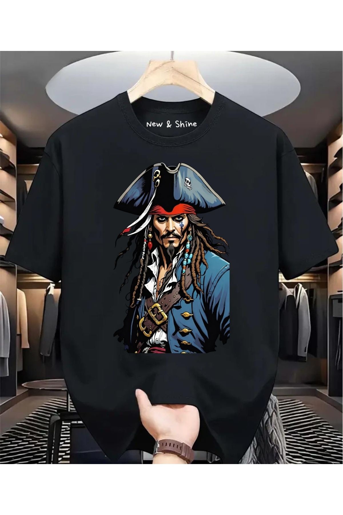 New Shine Jack Sparrow Baskılı Oversize T-Shirt