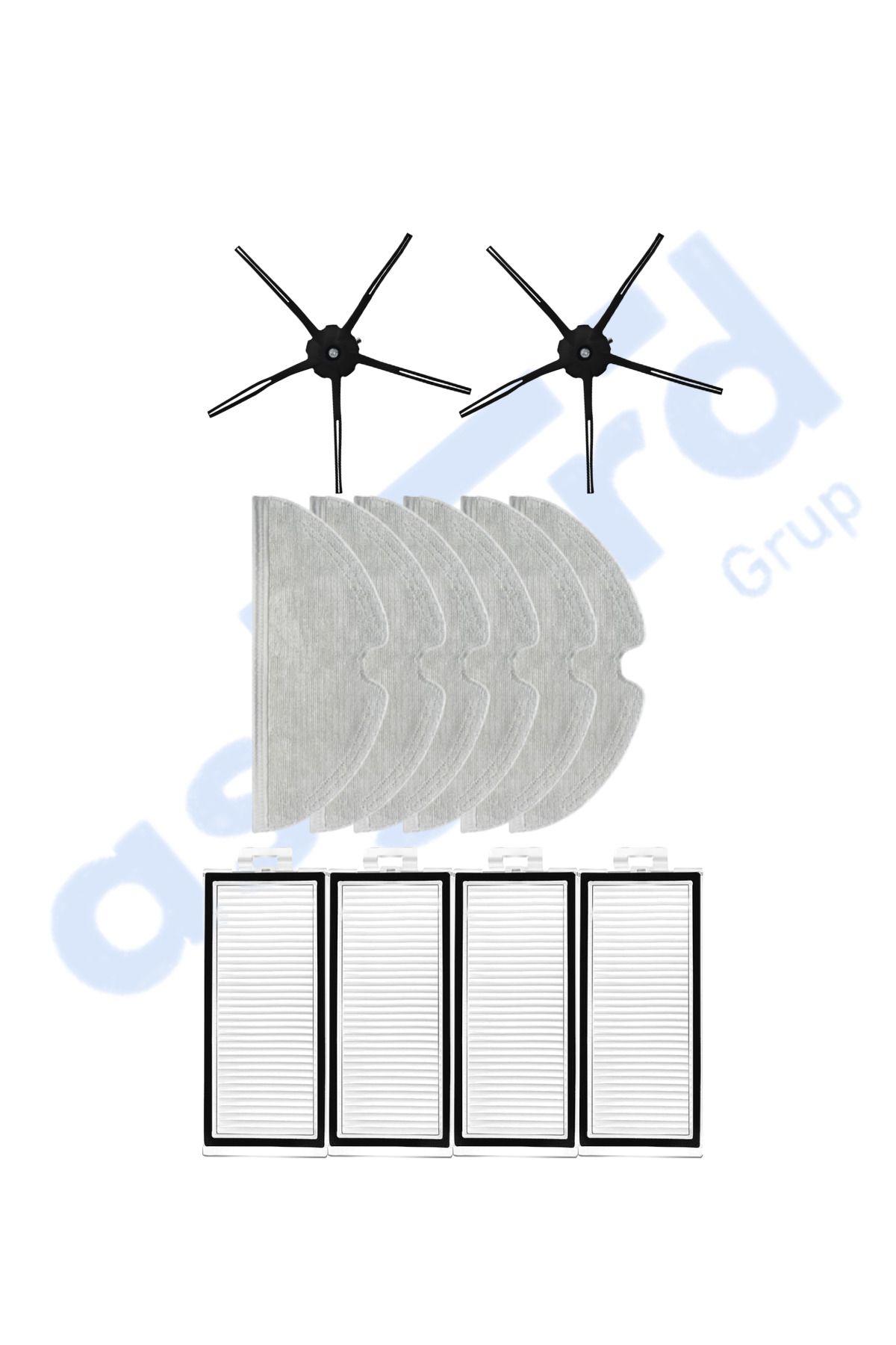 Asgard Grup ROBOROCK Q7 , Q7+ , Q7 MAX , Q7 MAX+ Uyumlu 2 Yan Fırça 4 Filtre 6 Mop