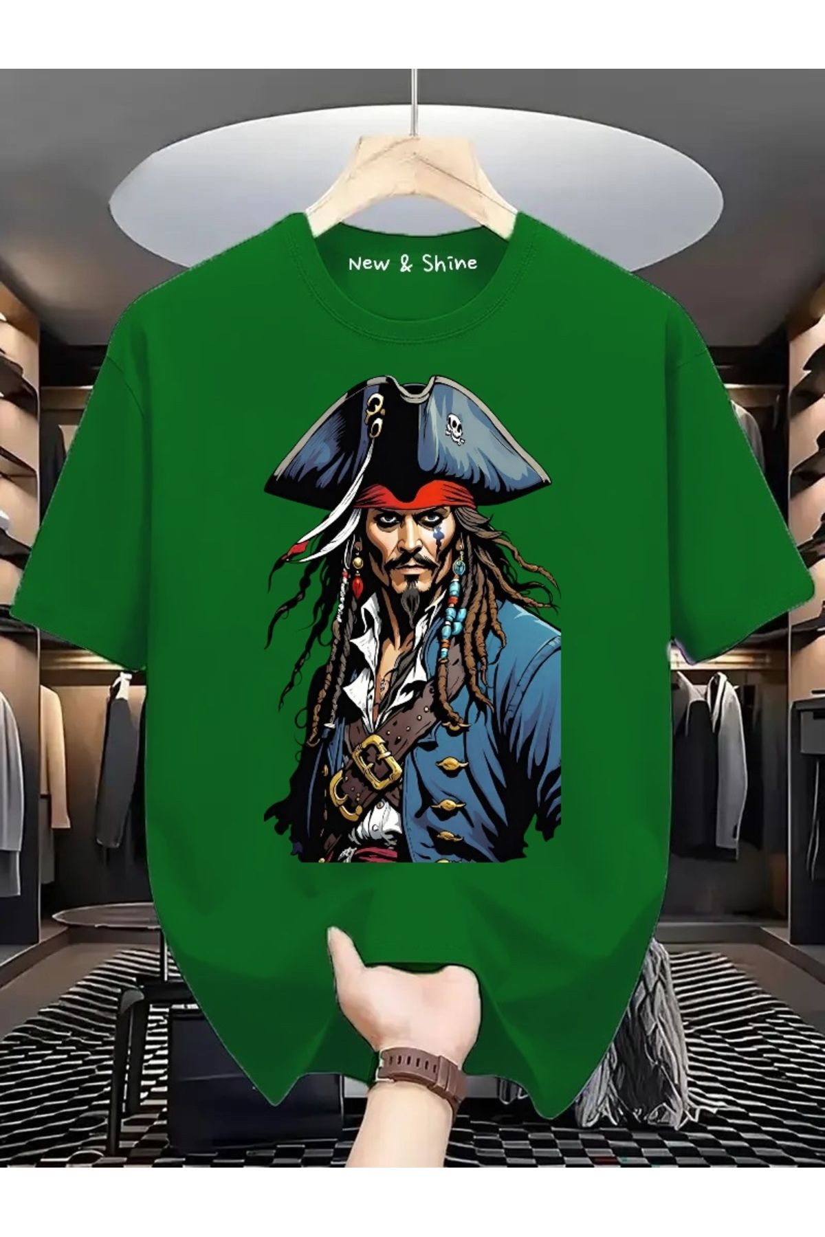 New Shine Jack Sparrow Baskılı Oversize T-Shirt