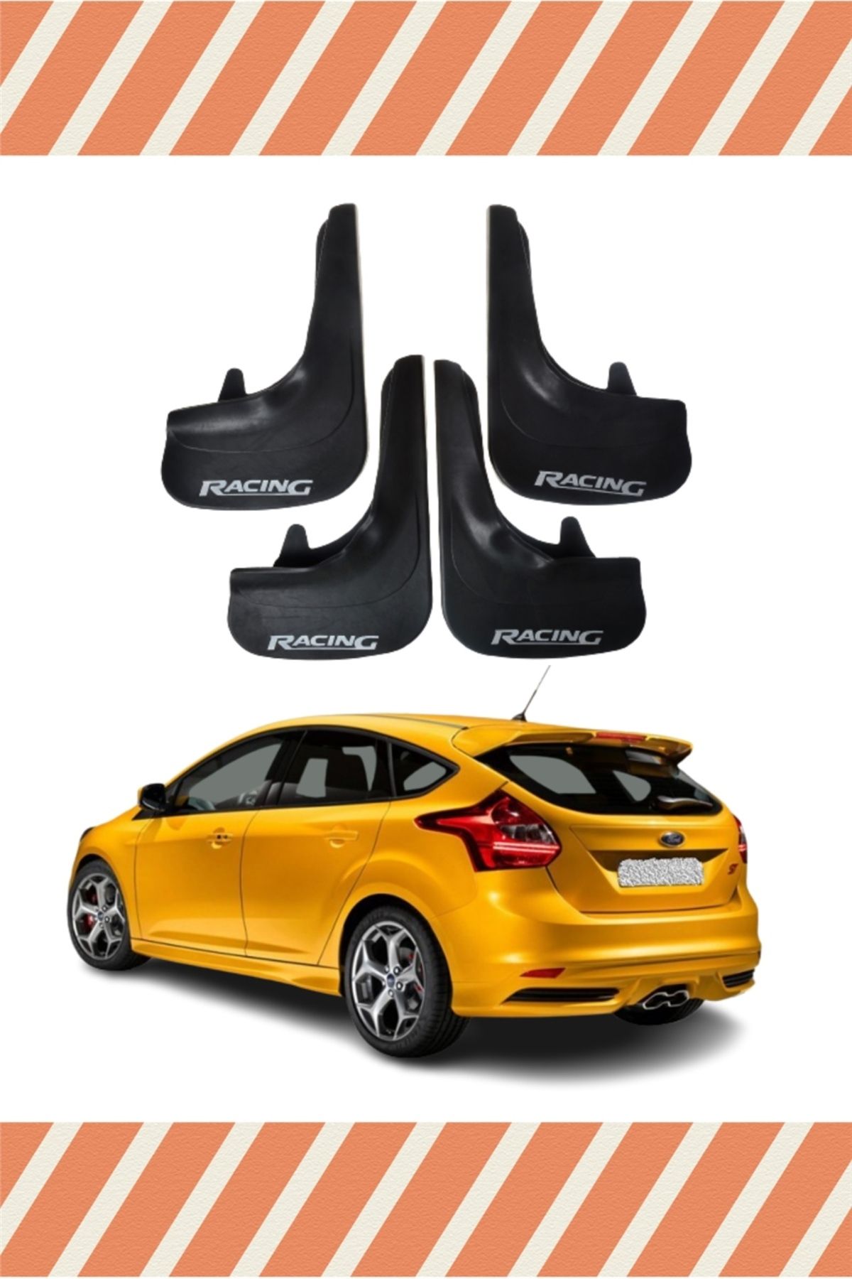 ALPAX OTOMOTİV Ford Focus 3 Hb 2011-2015 Racing Yazılı 4'lü Tozluk Çamurluk Paçalık