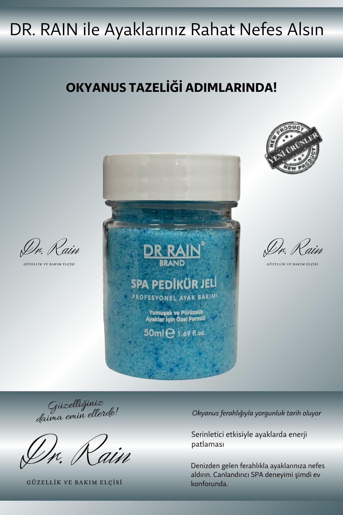 DR.RAİN Dr. Rain Okyanus Esintisi Spa Pedikür Jeli 50 ml | Ferahlatıcı Ayak Bakımı & Arındırıcı Etki