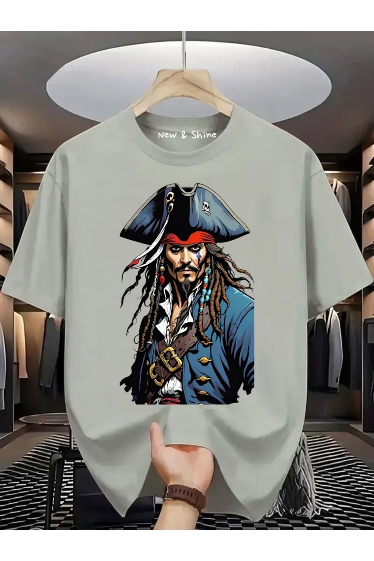 New Shine Jack Sparrow Baskılı Oversize T-Shirt