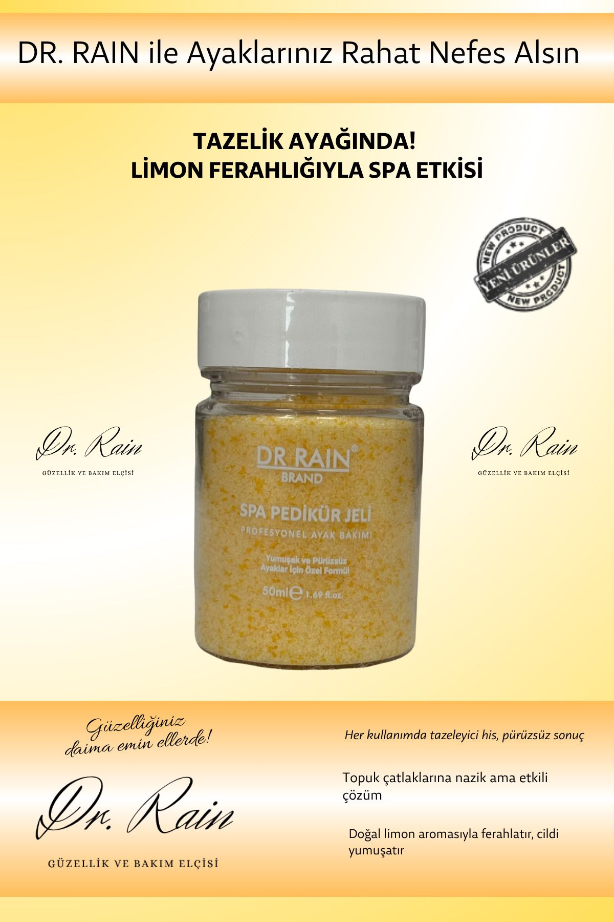 DR.RAİN Dr. Rain Limon Aromalı Spa Pedikür Jeli 50 ml | Ferahlatıcı ve Arındırıcı Ayak Bakımı