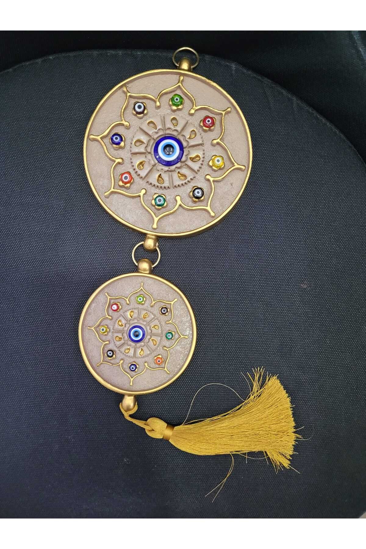 esdekor EVILEYE İkili Nazarlık Cappuccino Home Dekoratif 2'li Ev Ofis Dekorasyon