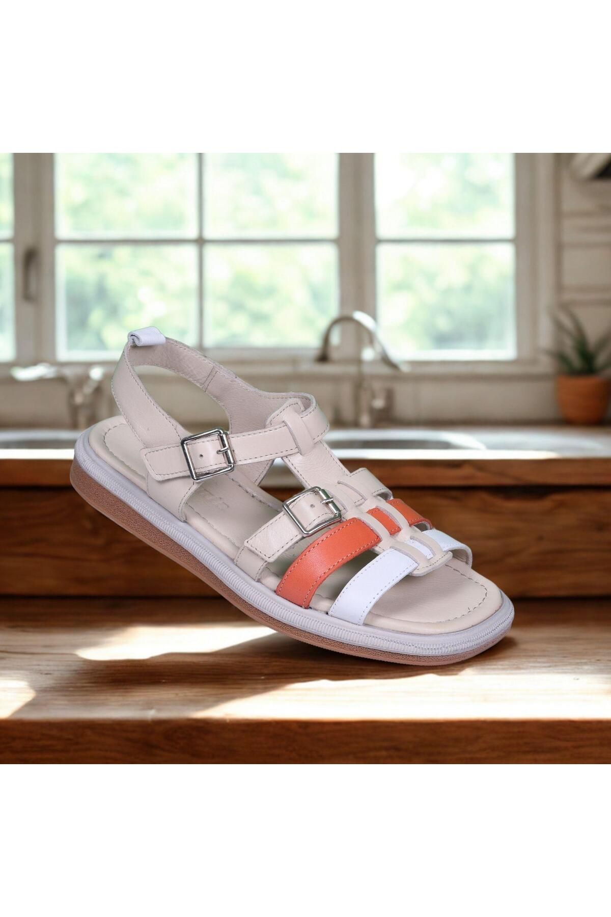 LORRA SHOES 606 Günlük Kadın Hakiki Deri Sandalet