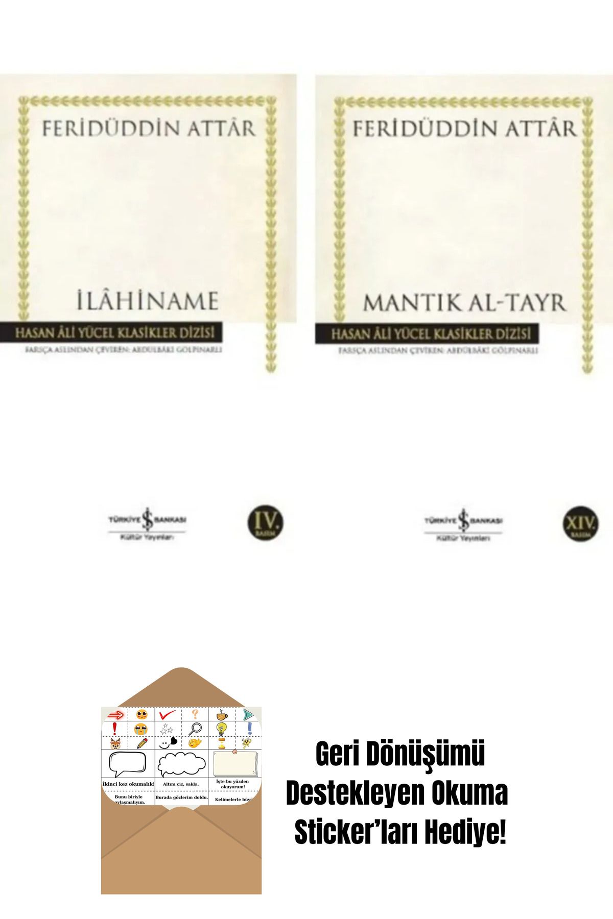 TÜRKİYE İŞ BANKASI KÜLTÜR YAYINLARI Feridüddin Attar 2 Kitap Set + Okuma Sticker'ları