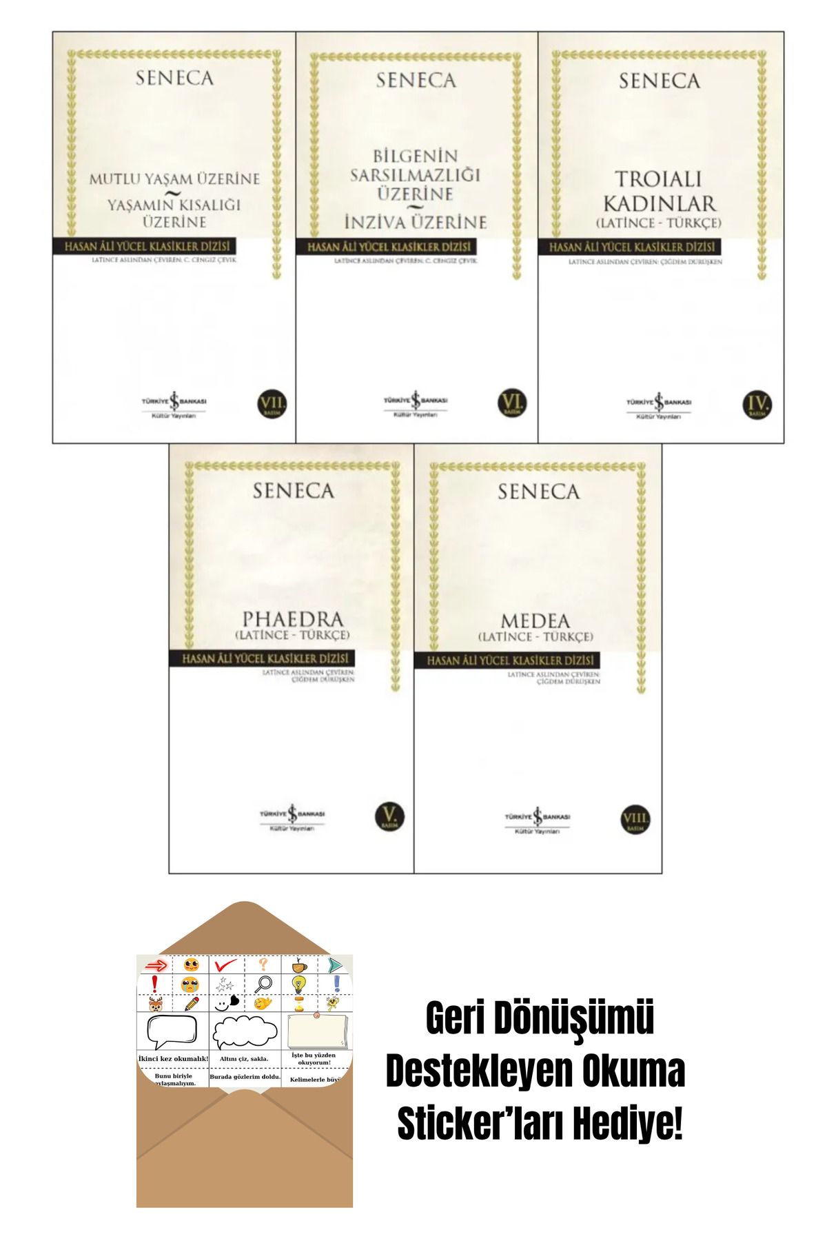 TÜRKİYE İŞ BANKASI KÜLTÜR YAYINLARI Seneca 5 Kitap Set + Okuma Sticker'ları