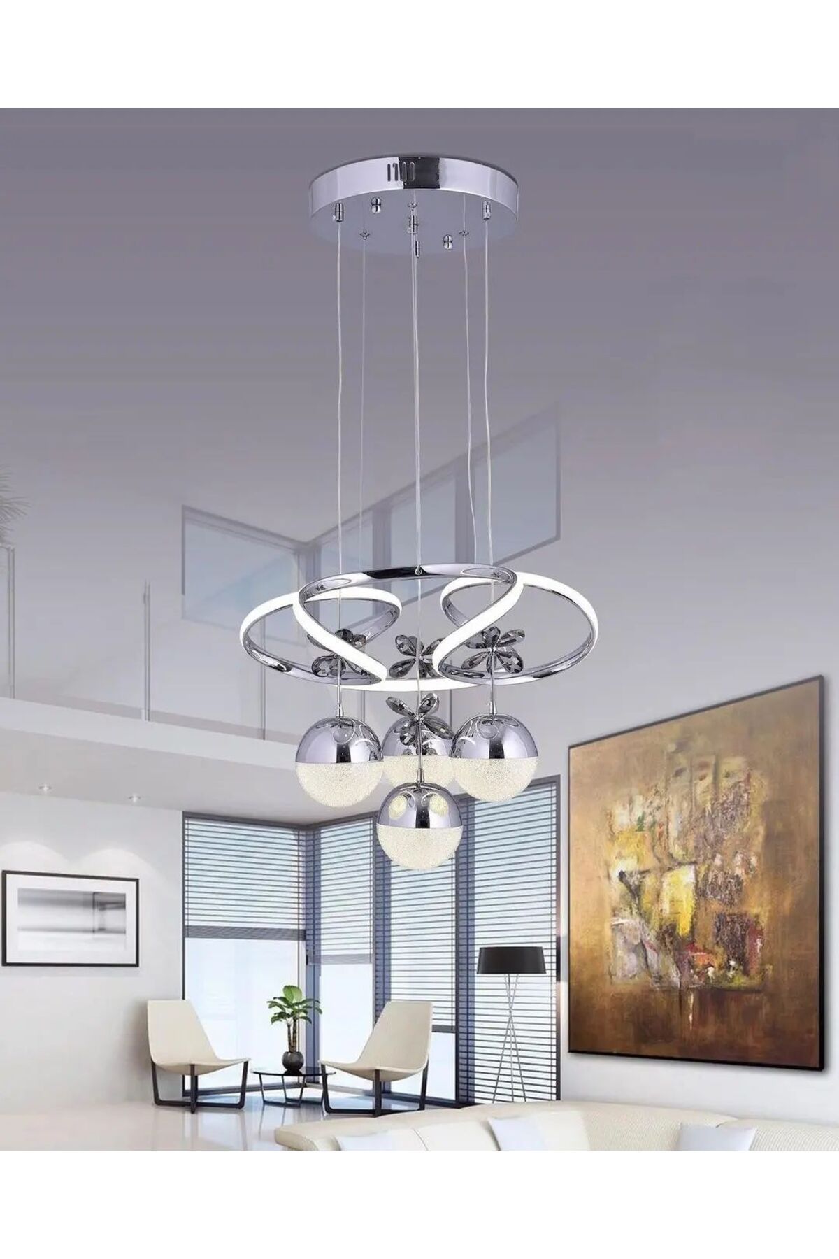 intenseaydınlatma DRONE 4 TOPLU 3 RENK AVİZE KROM