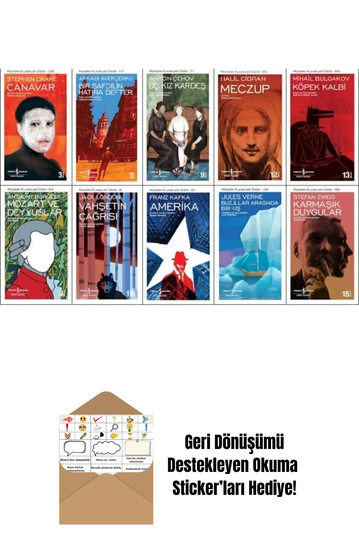 TÜRKİYE İŞ BANKASI KÜLTÜR YAYINLARI İş Bankası Modern Klasikler Dizisi 10 Kitap Set + Okuma Sticker'ları