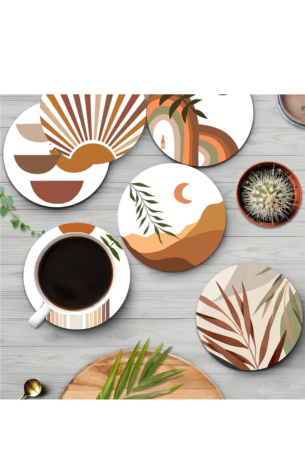 kutuTR Bohem Dokunuş – MDF Bardak Altlığı Seti (6'lı) BRD-014