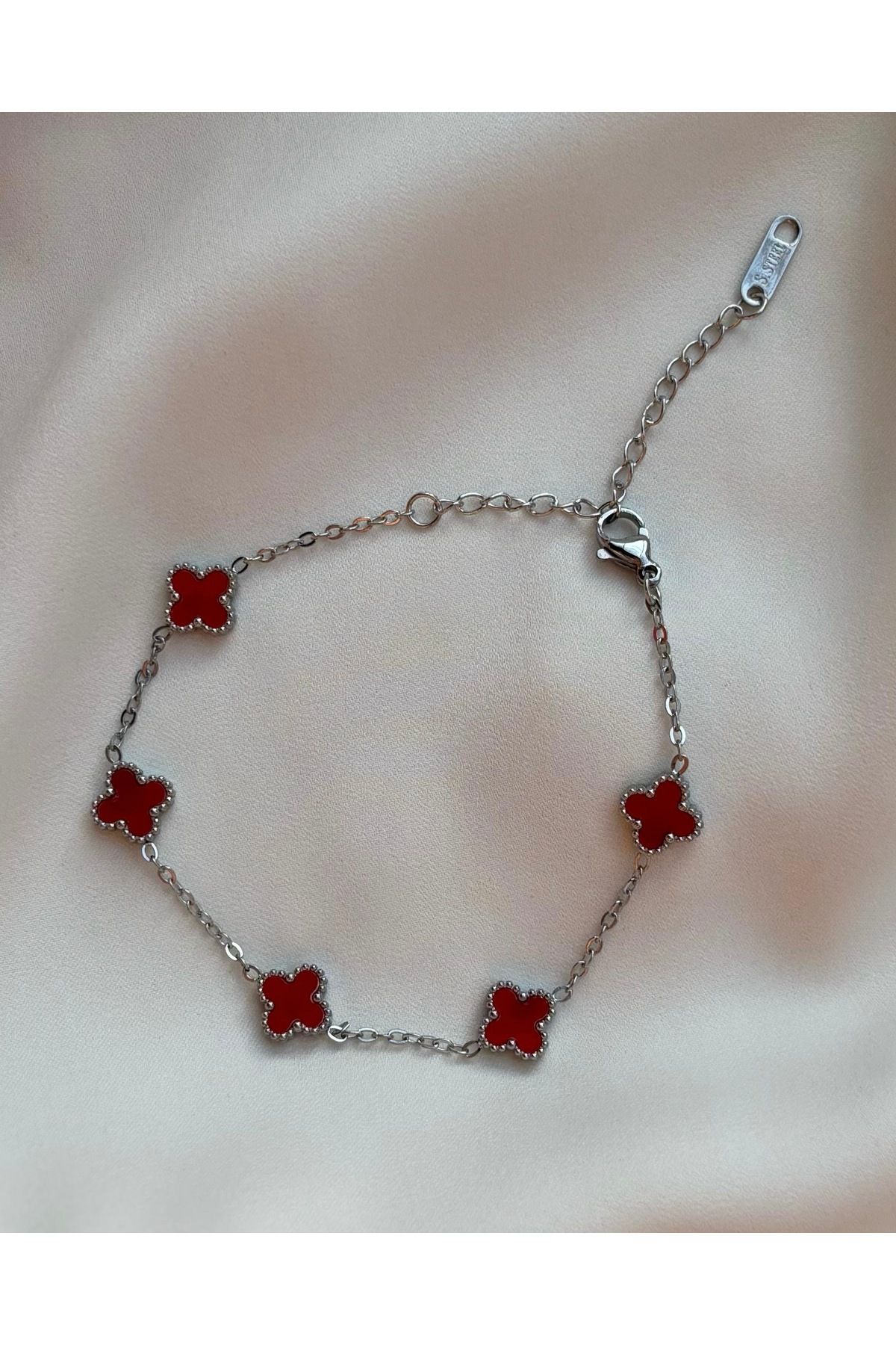EG Çelik Takı Van Cleef Kırmızı Bileklik