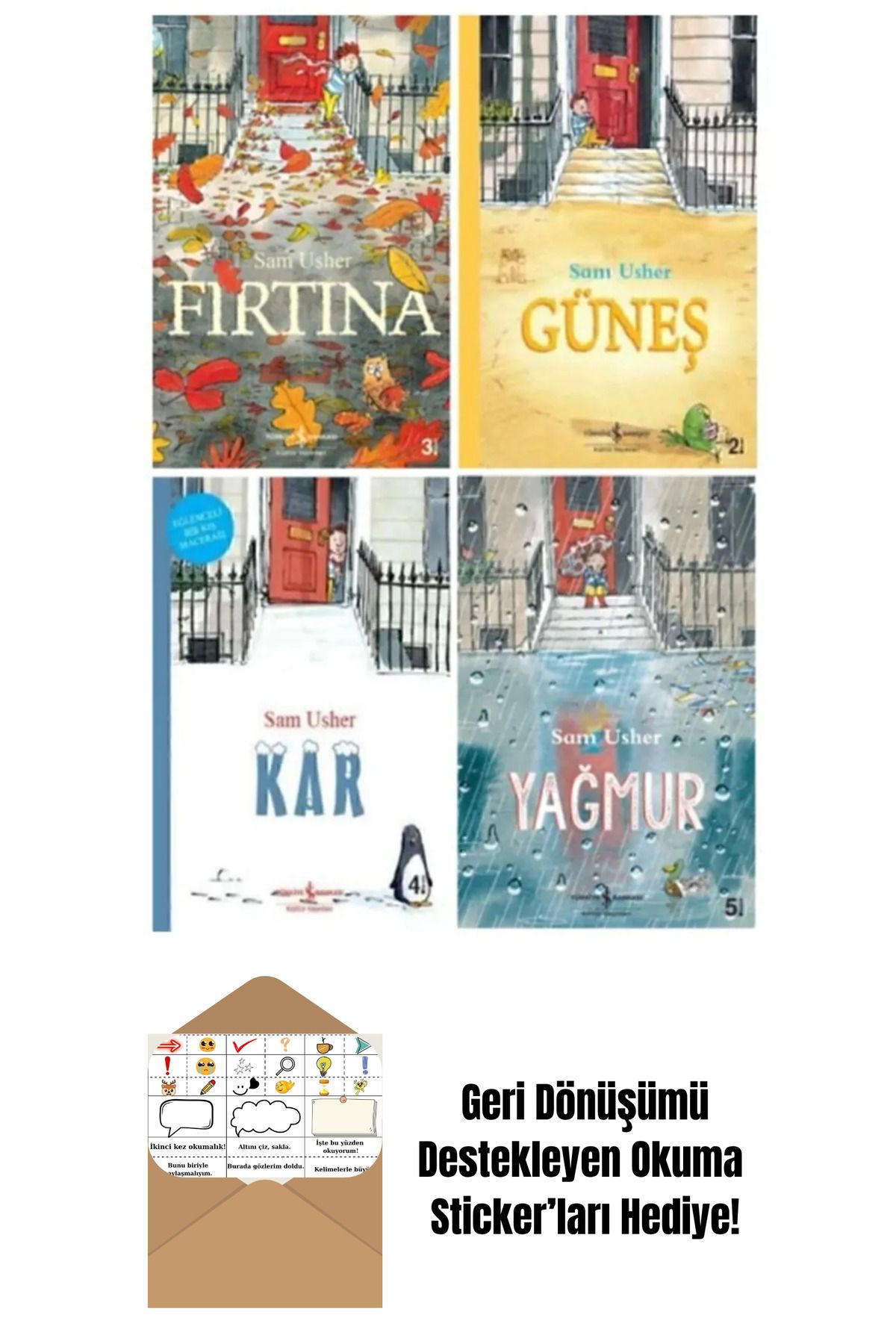 TÜRKİYE İŞ BANKASI KÜLTÜR YAYINLARI Resimli Hikaye Kitapları 4 Kitap Set + Okuma Sticker'ları