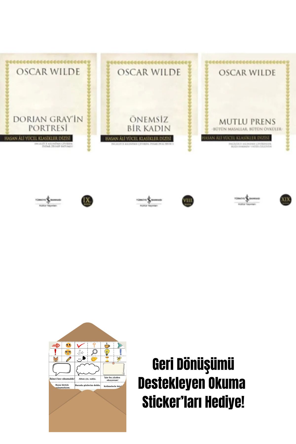 TÜRKİYE İŞ BANKASI KÜLTÜR YAYINLARI Oscar Wilde 3 Kitap Set + Okuma Sticker'ları