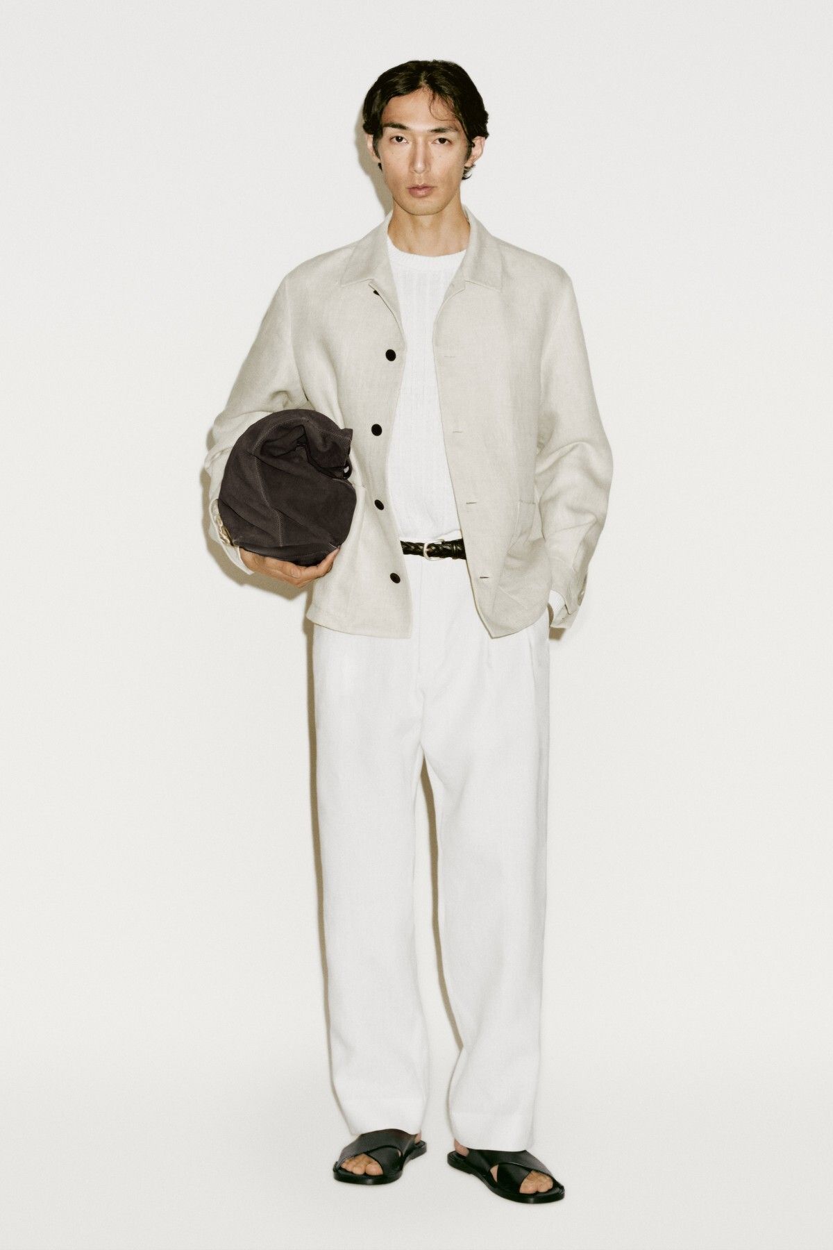 Massimo Dutti %100 keten soluk efektli ince ceket - Limited Edition