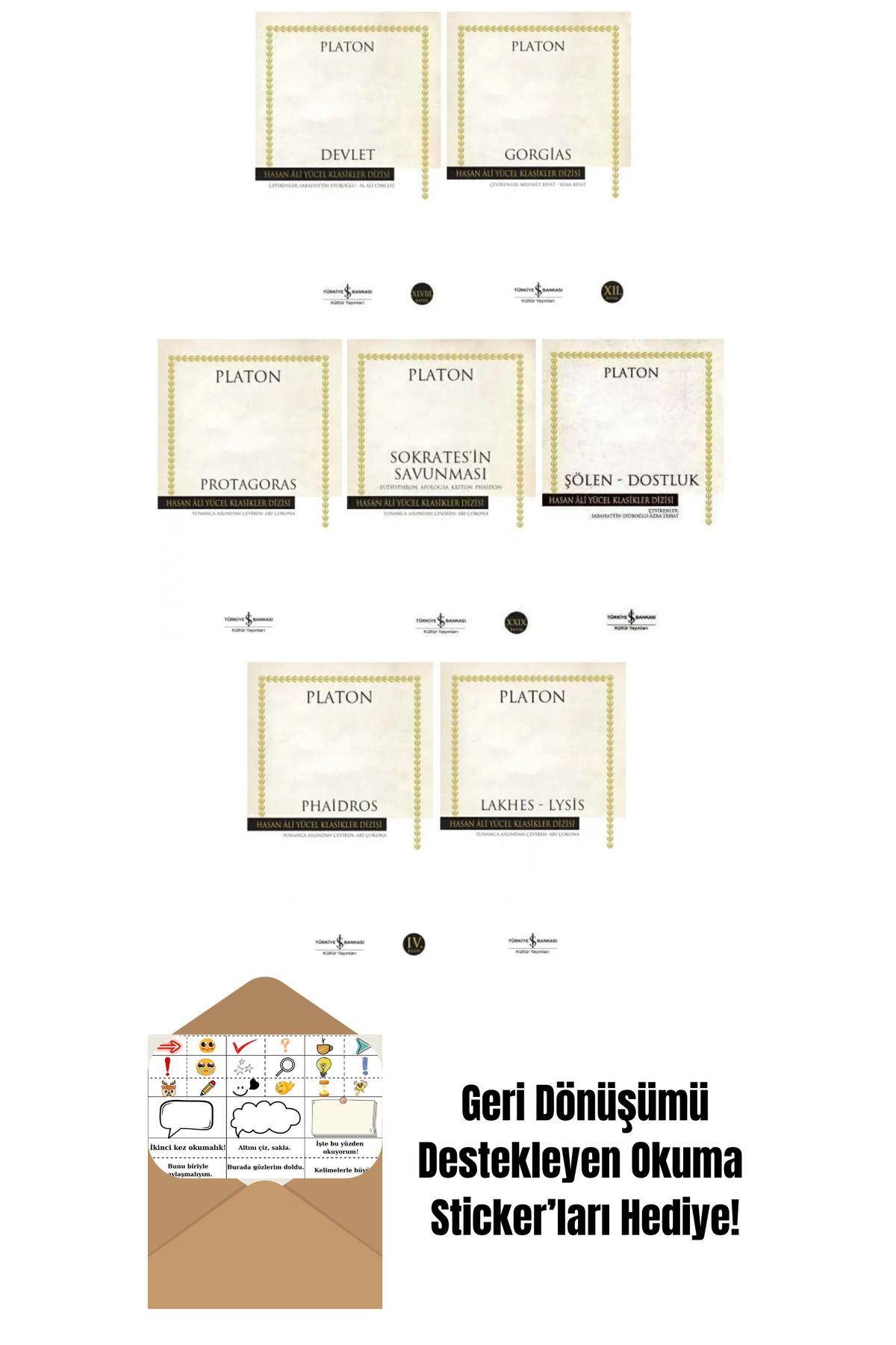 TÜRKİYE İŞ BANKASI KÜLTÜR YAYINLARI Platon 7 Kitap Set + Okuma Sticker'ları
