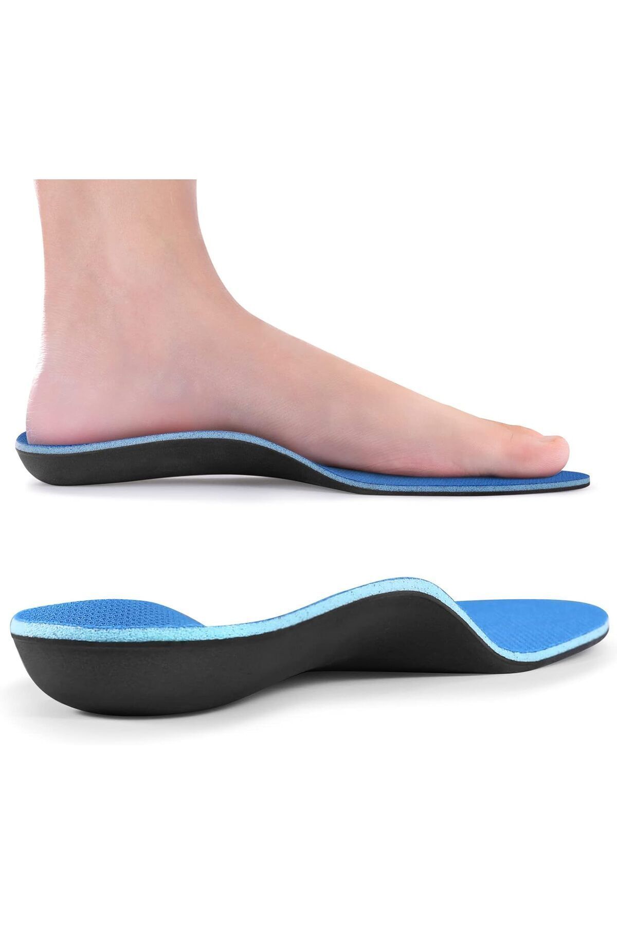 teknotrust Silikon Ortopedik Memory Foam Tabanlık, Konfor & Rahat Ark Takviyeli, Şok Emici Ayakkabı Tabanı Mav