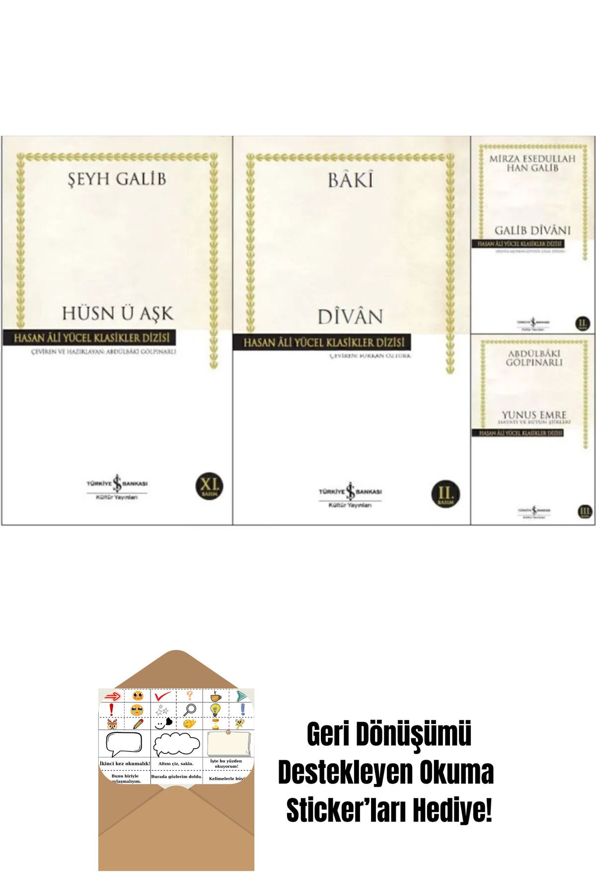 TÜRKİYE İŞ BANKASI KÜLTÜR YAYINLARI İş Bankası Büyük Şairler 4 Kitap Set + Okuma Sticker'ları