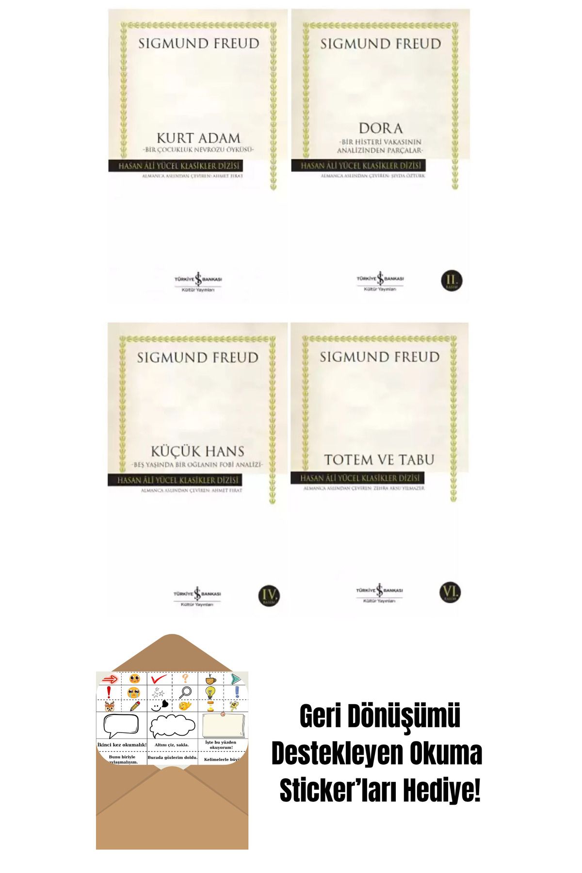 TÜRKİYE İŞ BANKASI KÜLTÜR YAYINLARI Sigmund Freud 4 Kitap Set + Okuma Sticker'ları