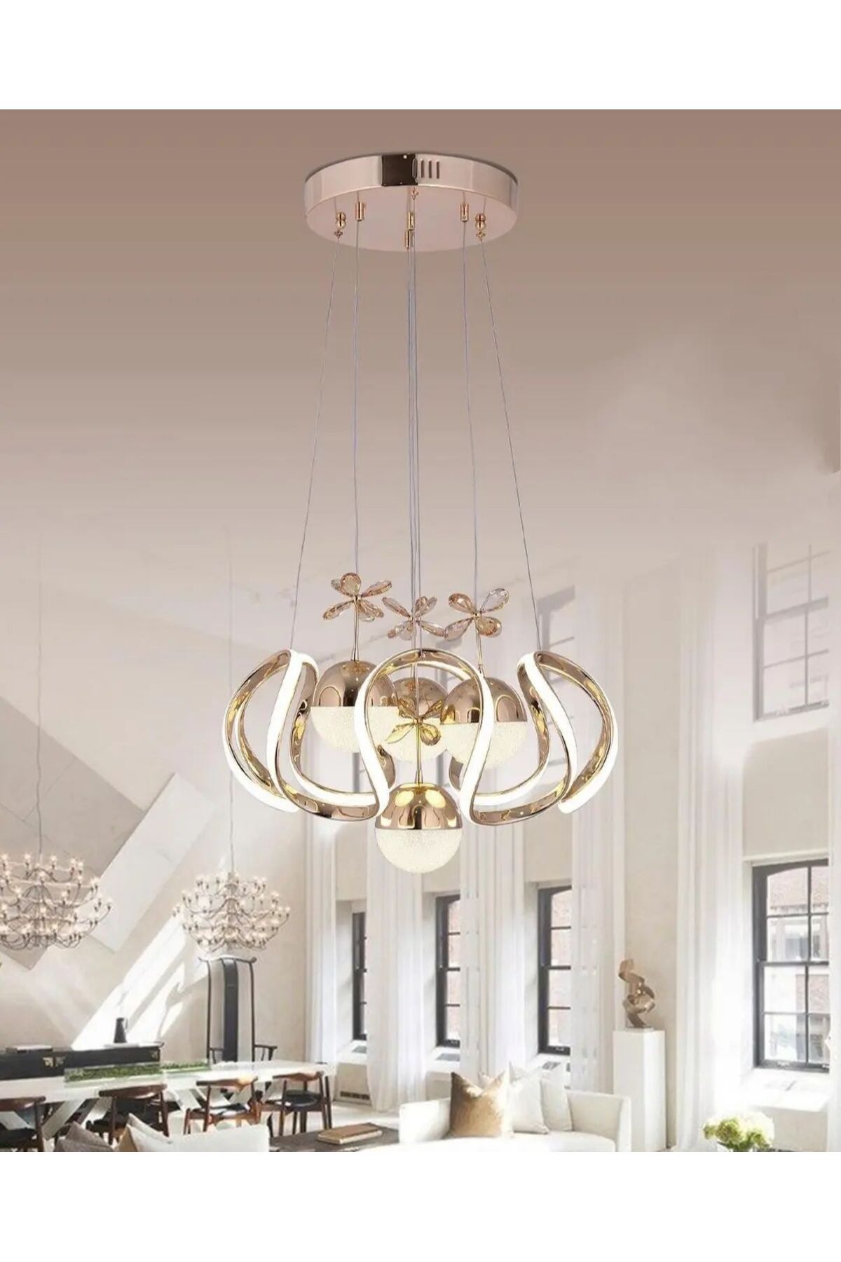 intenseaydınlatma MODERN ATRİA 4 TOPLU GOLD 3 RENK AVİZE