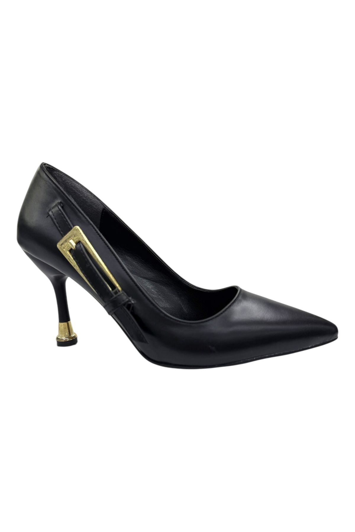 Shoes Altın Tokalı Mat Klasik Topuklu Ayakkabı