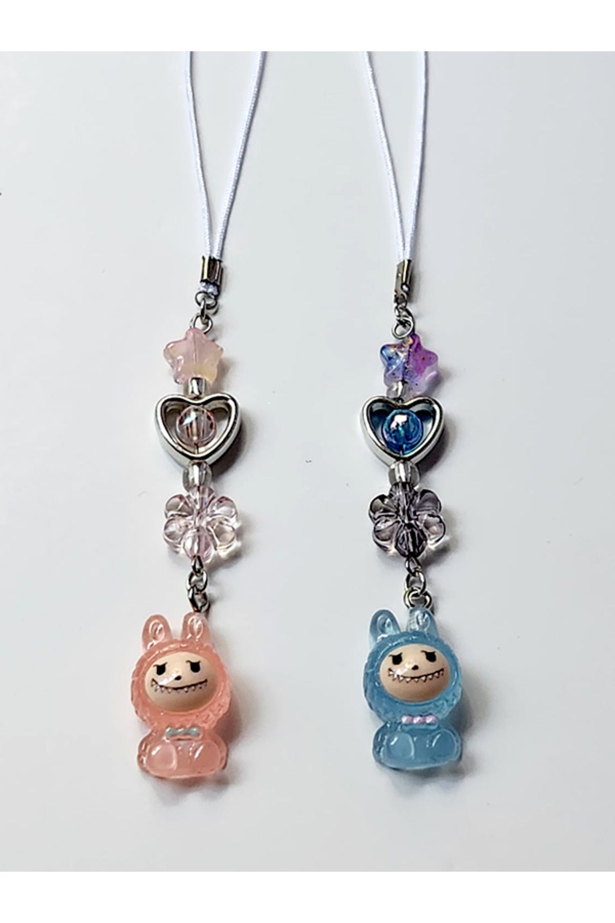 Güneş Kırtasiye Labubu Pembe Mavi Charm Telefon Süsü Pinterest 2'li Set