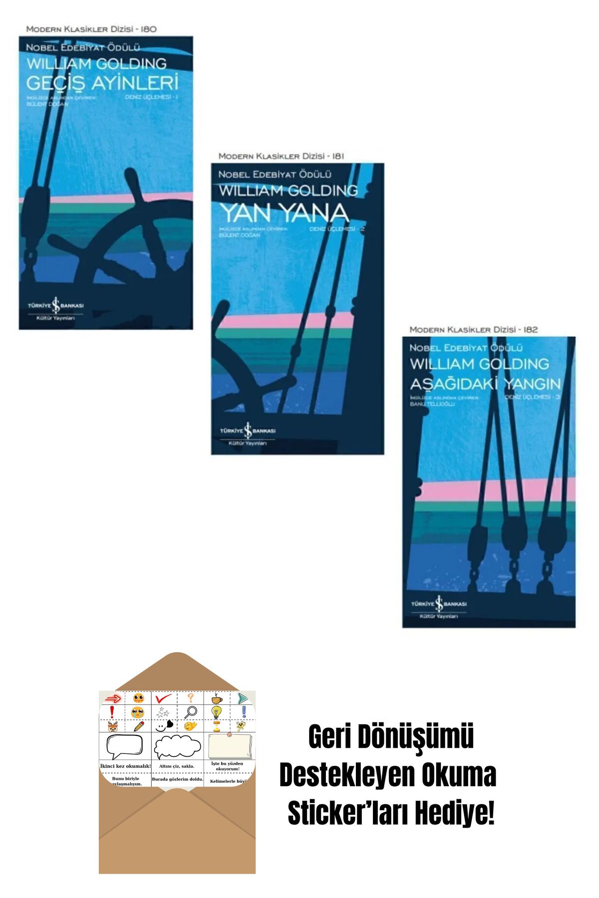TÜRKİYE İŞ BANKASI KÜLTÜR YAYINLARI William Golding Deniz Üçlemesi Seti + Okuma Sticker'ları