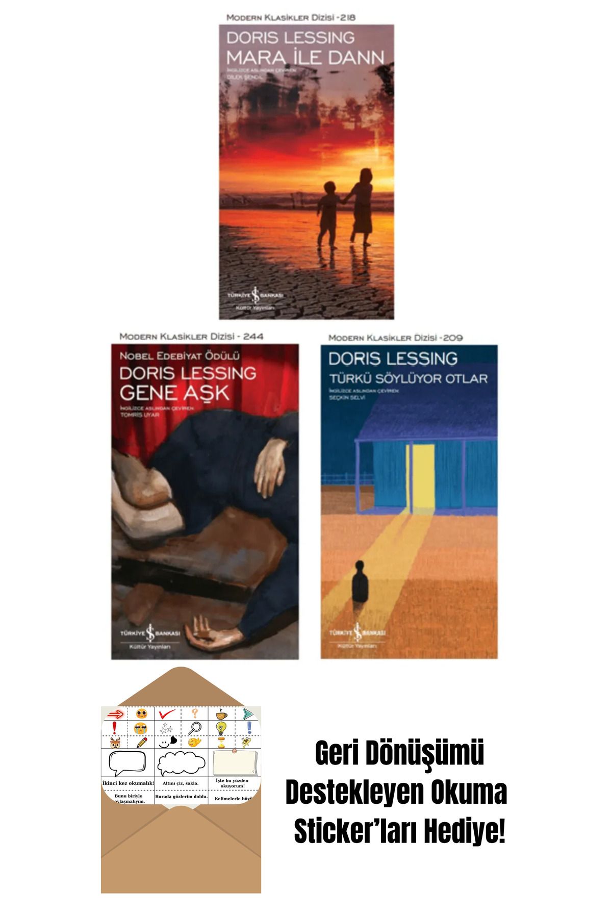 TÜRKİYE İŞ BANKASI KÜLTÜR YAYINLARI Doris Lessing 3 Kitap + Okuma Sticker'ları