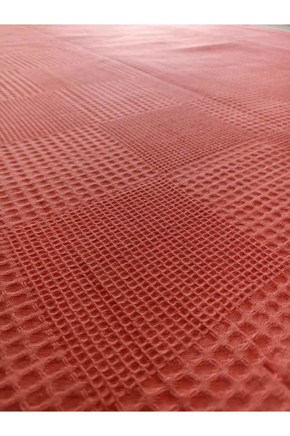 ida design store KiremitRenk Kare Waffle Desenli Pike Kumaşı 100x240