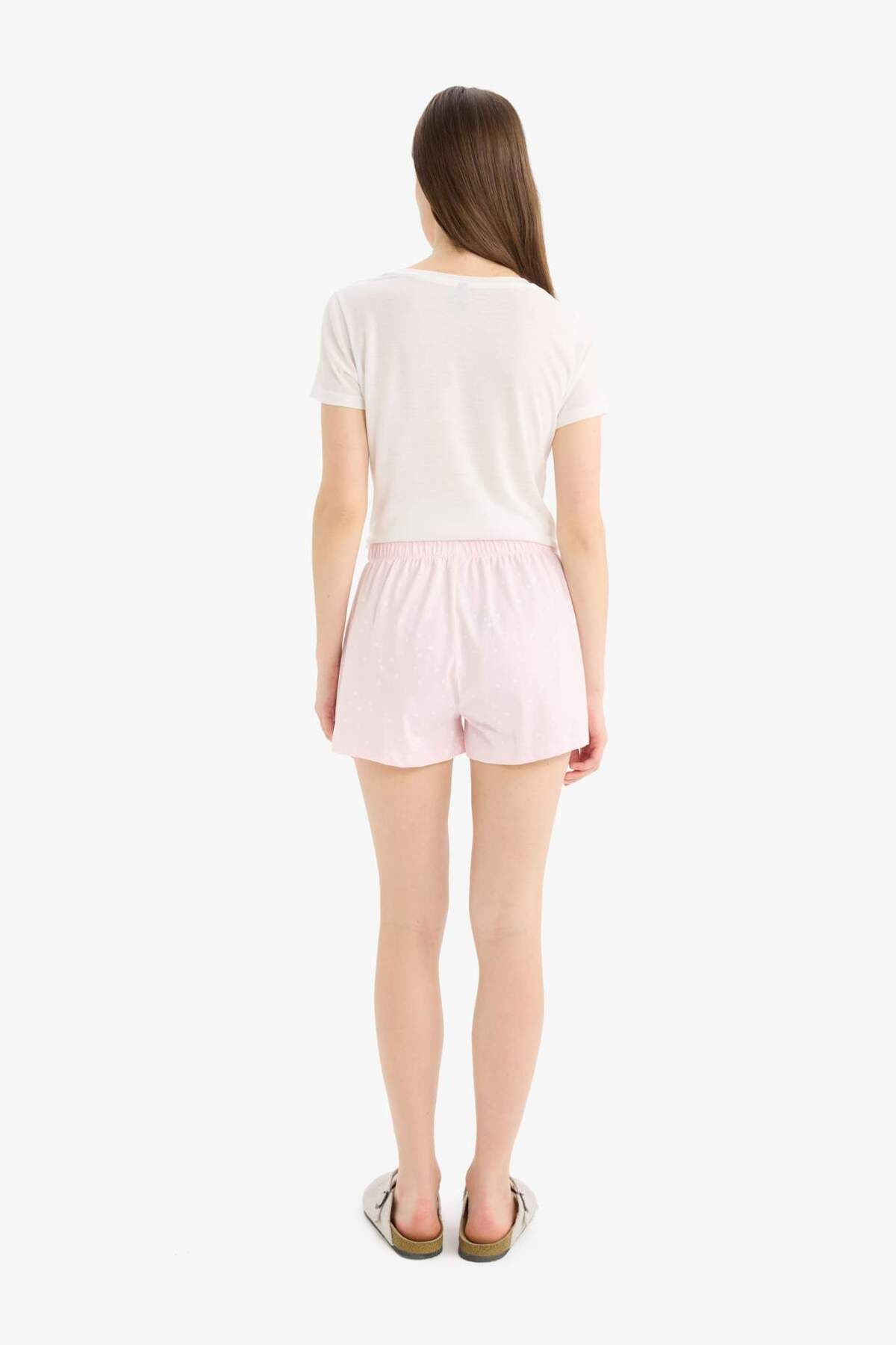 DeFacto-Regular Fit Elastic Waist Shorts Pajama Bottoms-Fall in Love E7362Ax25Sm 6