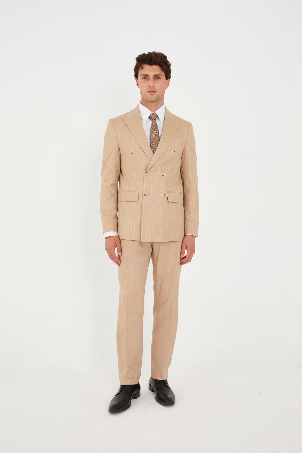 The Tailor Classics Çizgili Kruvaze Çift Yırtmaçlı Takım Elbise