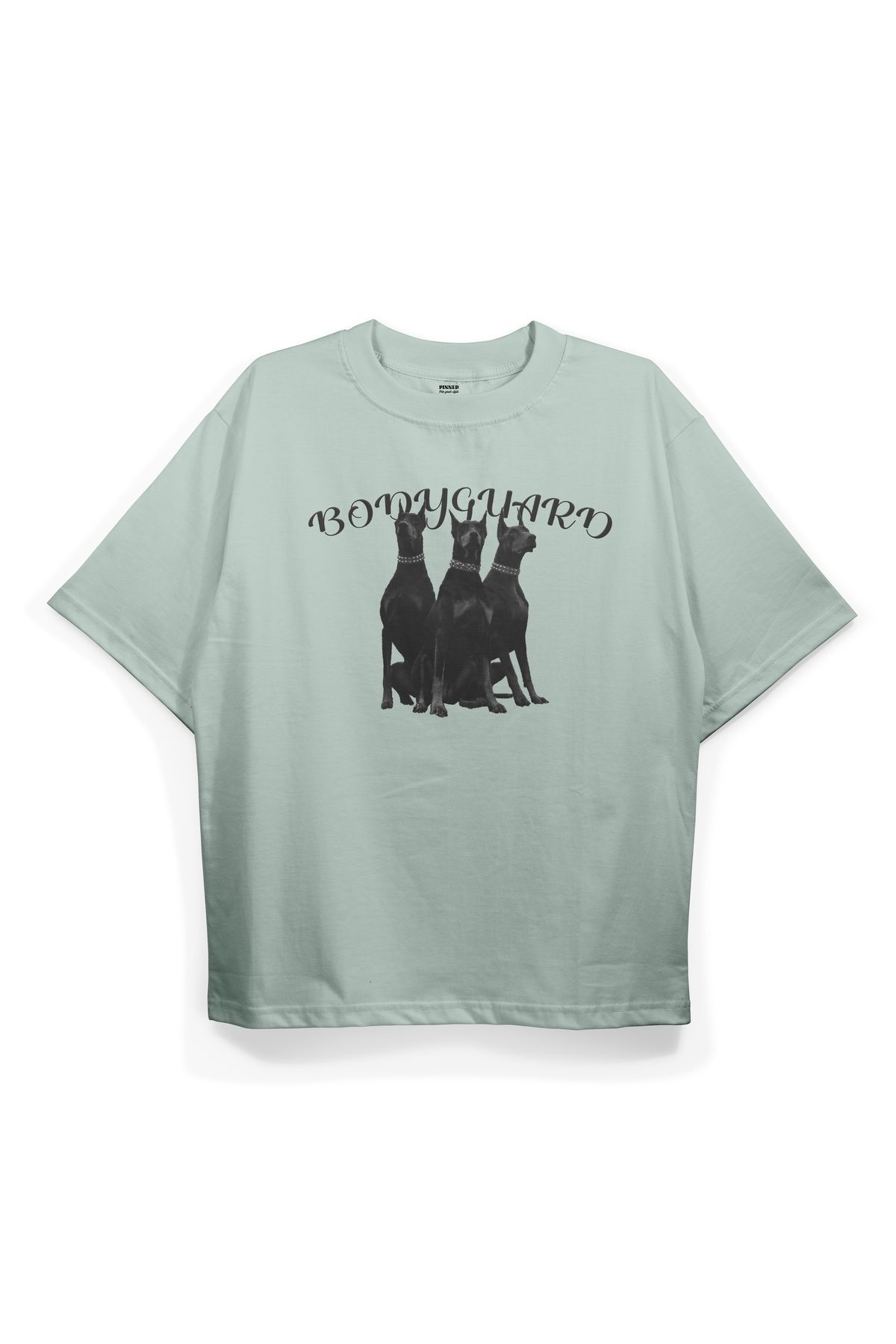 Pinned Unisex Bodyguard Baskılı Beyaz Oversize Tişört | Arka ve Ön Baskılı Pamuk Yazlık Erkek Kadın Tshirt