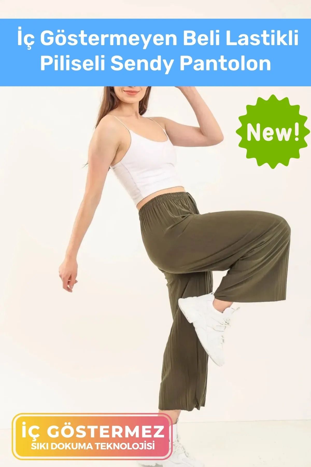 Por Favor Yeni Sezon Bol Paça Rahat İç Göstermeyen Beli Lastikli Piliseli Sendy Pantolon