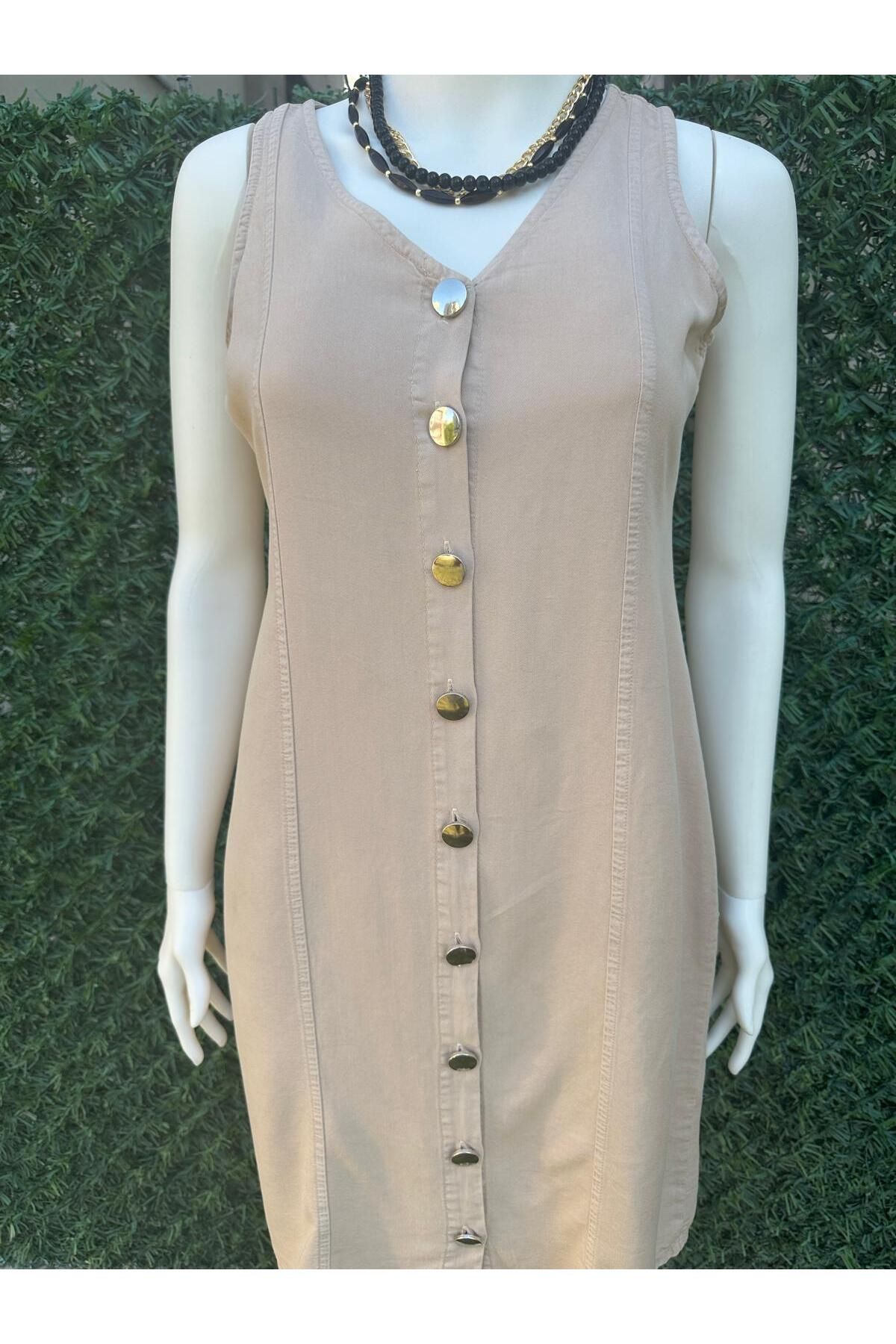 DOLCE QUEEN Kadın Önden Düğmeli Elbise (Tencel)