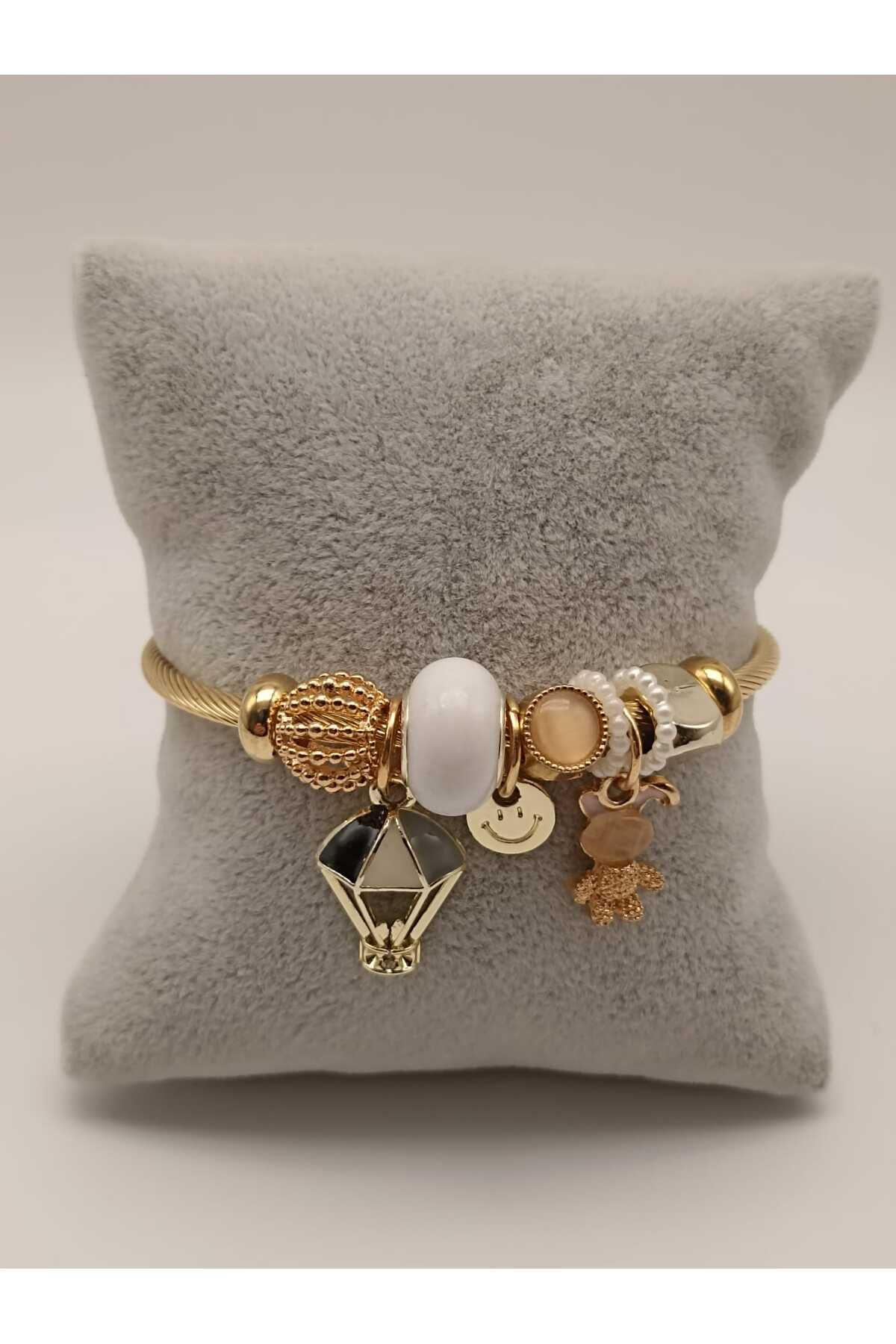 TLSMACCESORIES ÇELİK BİLEKLİK KARIŞIK FİGÜRLER GOLD