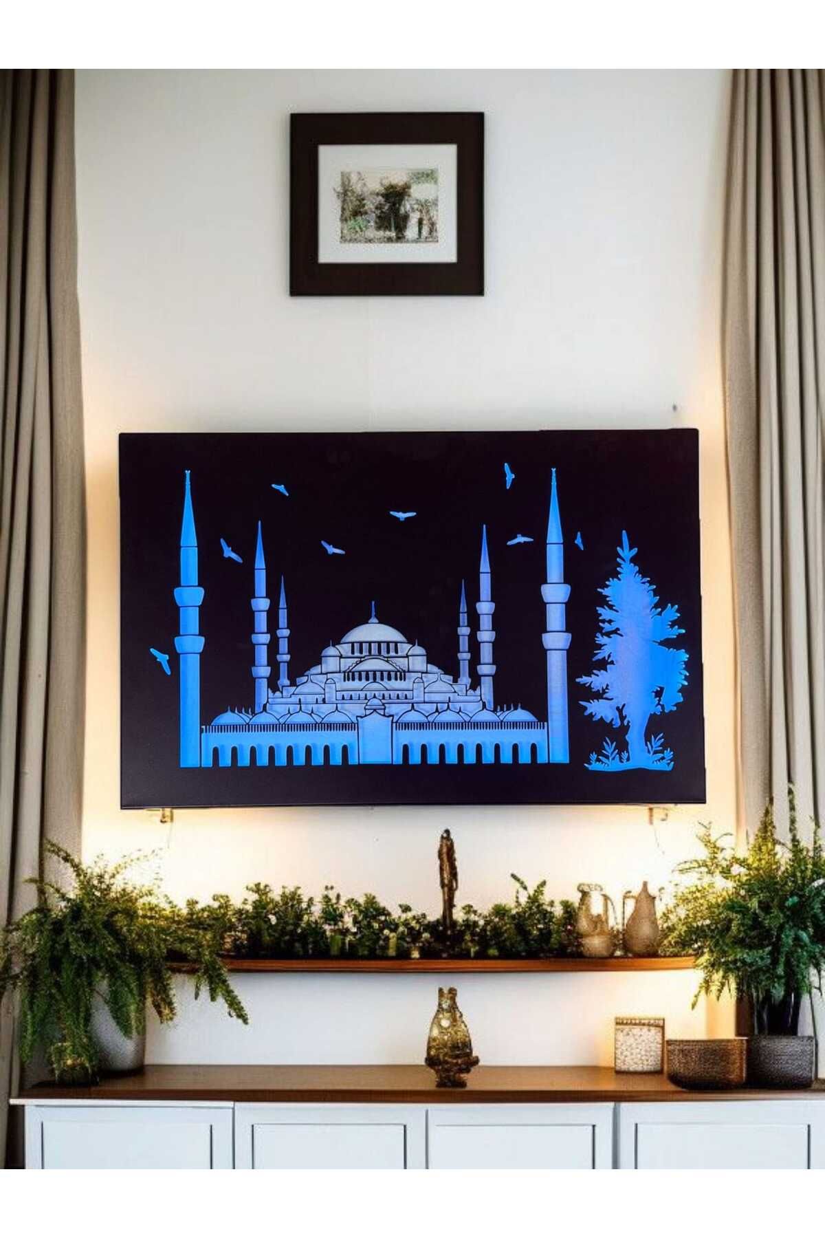 shop Camii Desen Metal Duvar Tablo Led'li