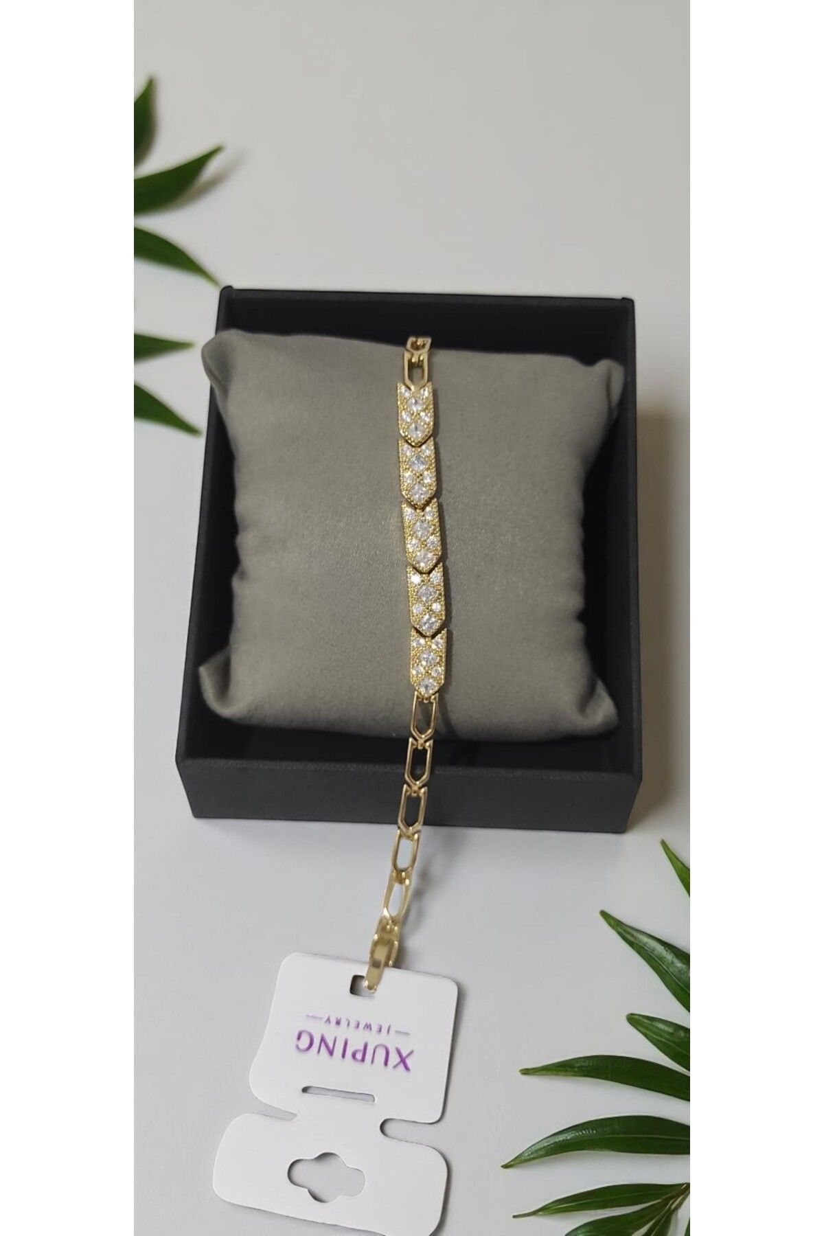 XUPING JEWELRY 14 Ayar Altın kaplama Zirkon Taşlı Bileklik