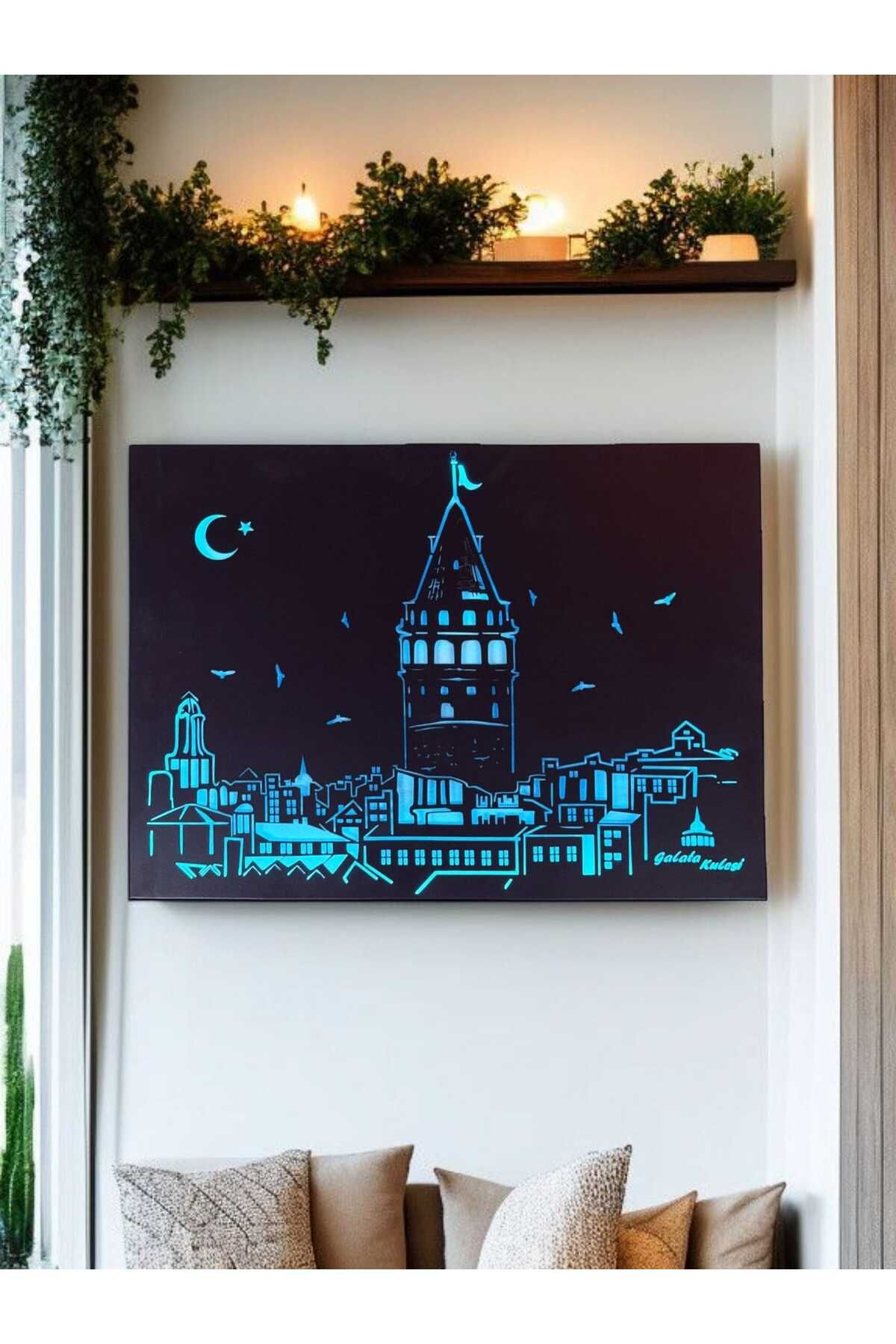 shop Galata Kulesi Desen Metal Duvar Tablo Led'li