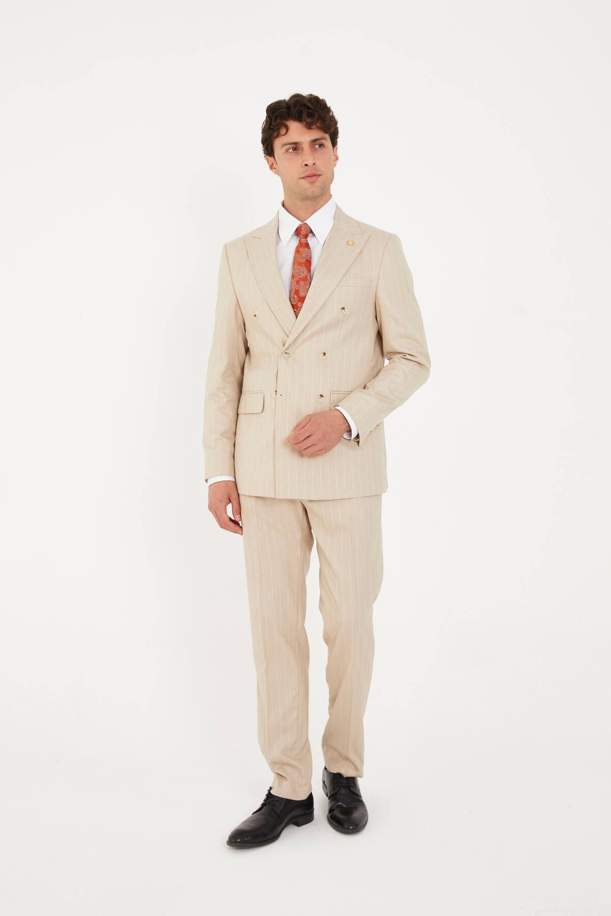 The Tailor Classics Çizgili Kruvaze Çift Yırtmaçlı Takım Elbise
