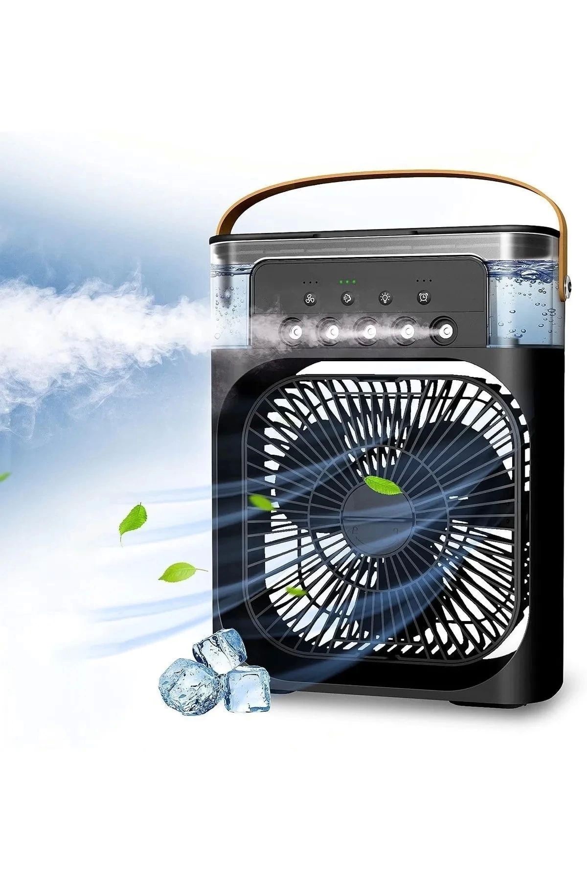 No8 Home Taşınabilir Işıklı 5 Spreyli Vantilatör Buzlu Buharlı Vantilatör Mini Fan Nemlendirici