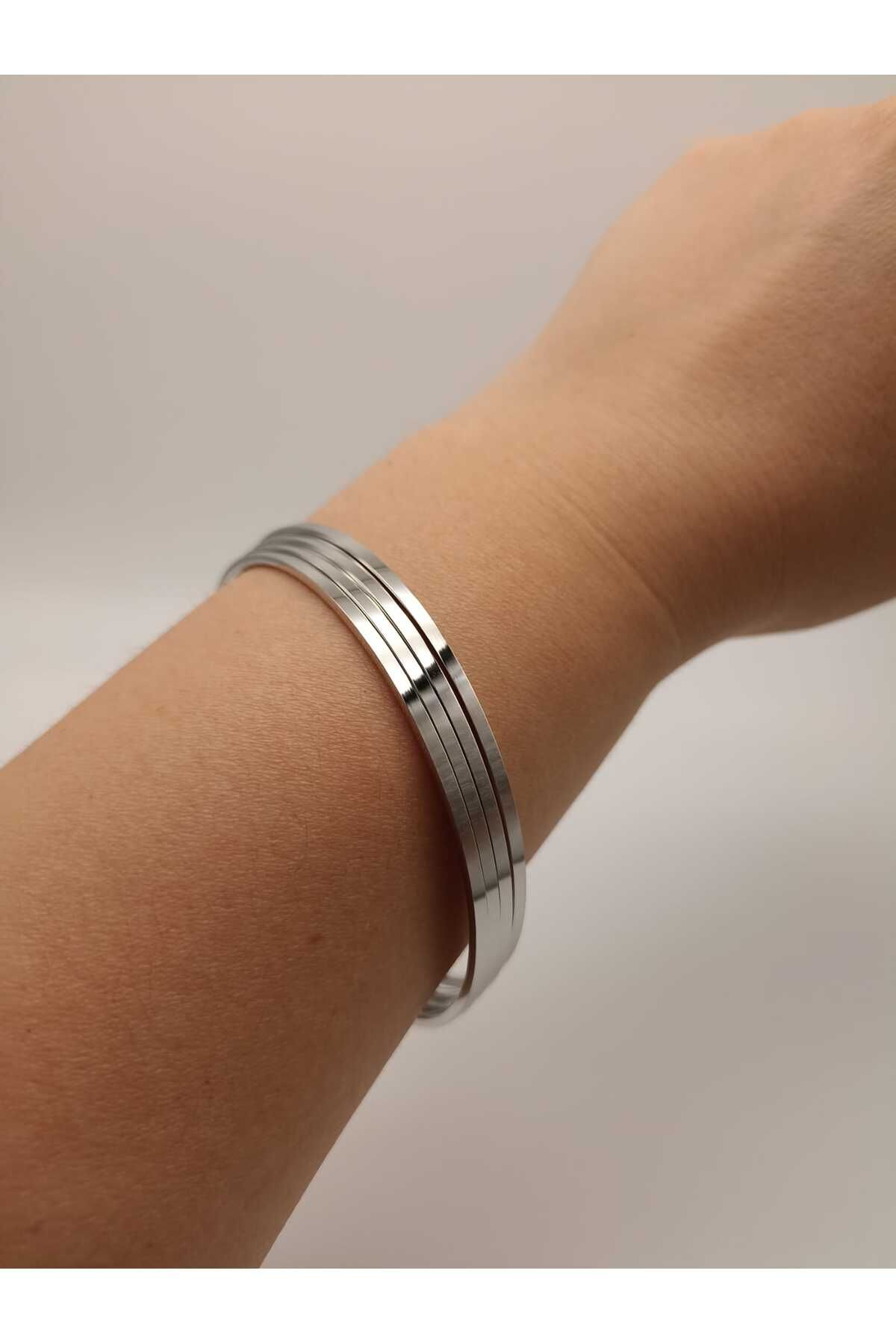 TLSMACCESORIES AJDA ÇELİK BİLEZİK SILVER 65mm. 4LÜ