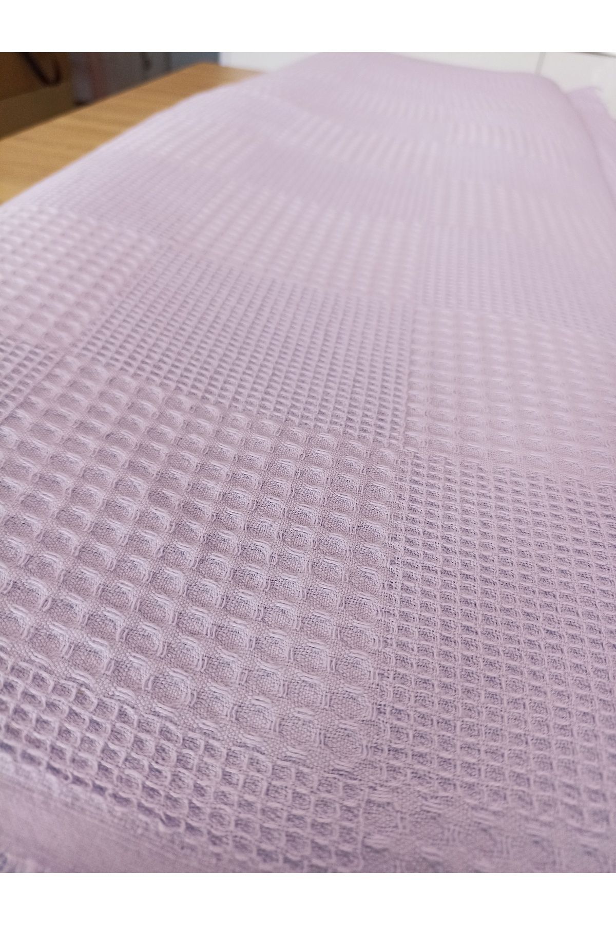 ida design store Bebe Pembesi Renk Kare Waffle Desenli Pike Kumaşı 100x240