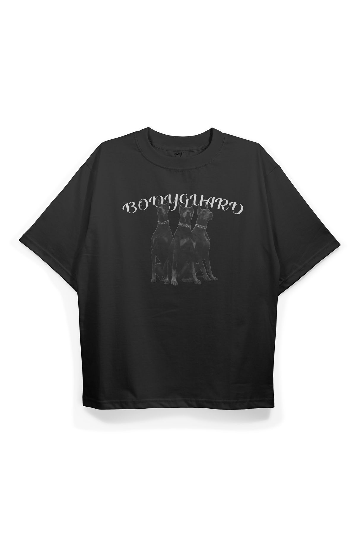Pinned Unisex Bodyguard Baskılı Beyaz Oversize Tişört | Arka ve Ön Baskılı Pamuk Yazlık Erkek Kadın Tshirt