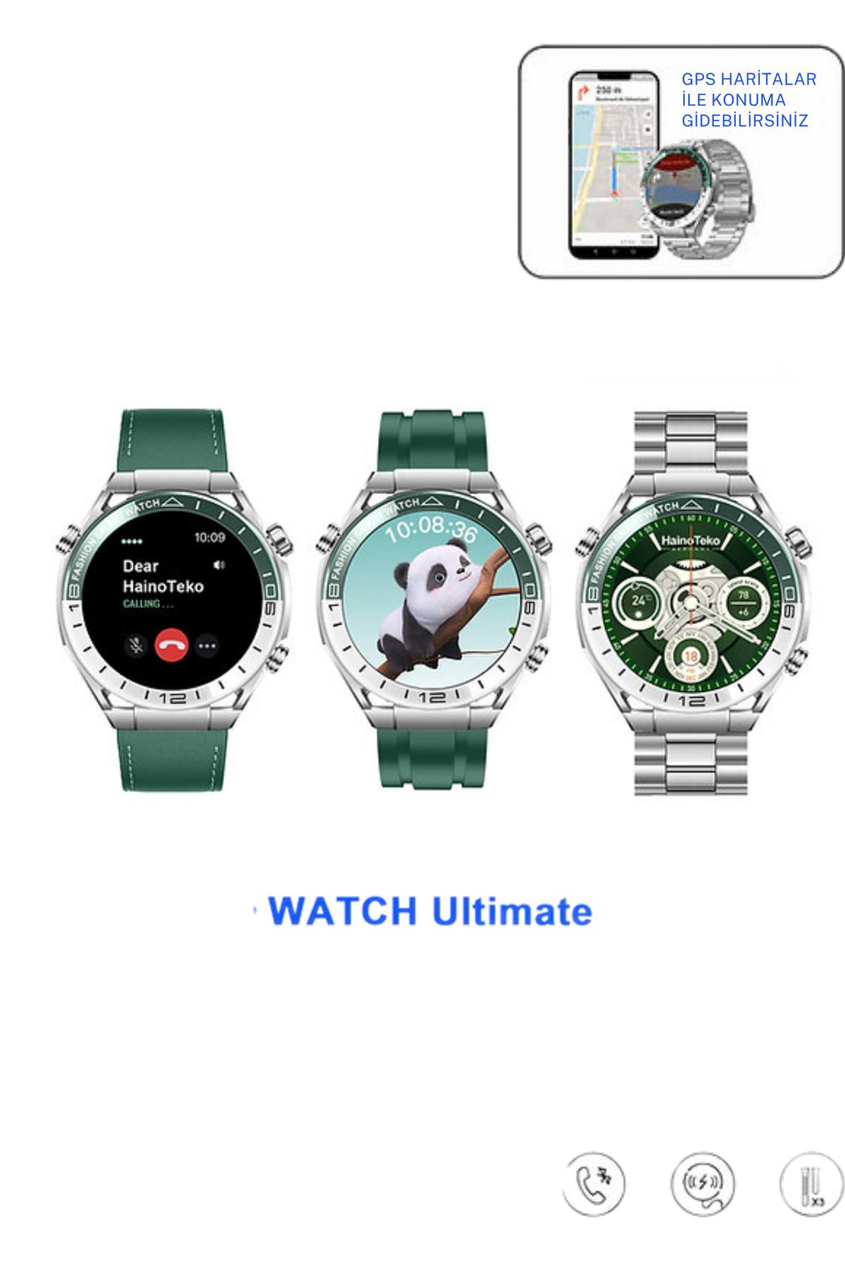 teknotrust Premium Ultimate Saat SMARTWATCH 45MM GPS NFC ARAMA BİLDİRİM HARİTA OKUMA ÖZELLİKLİ 3 KORDONLU