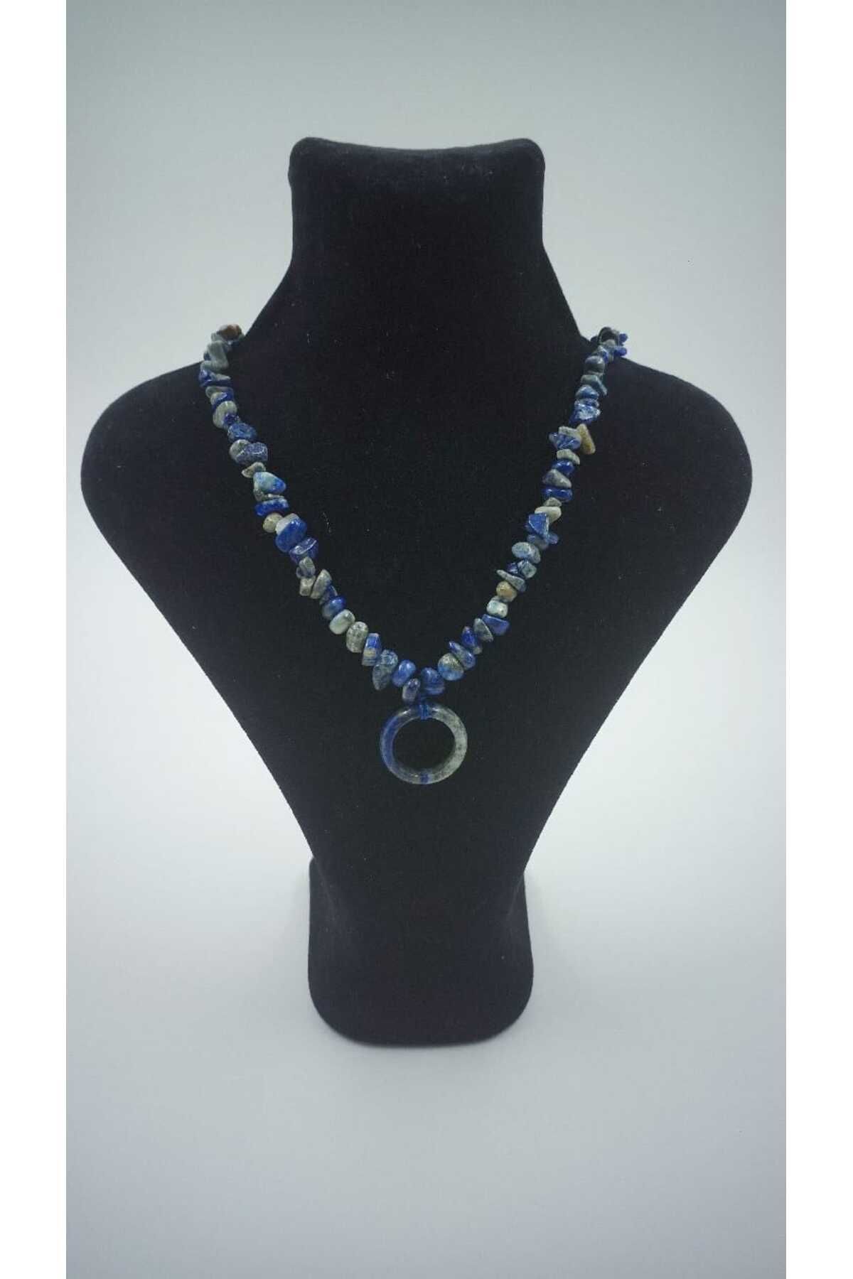 R G Handmade Design “Gökyüzü Halkanı” Lapis Lazuli Kırık Taş & Yüzük Aparatlı Kolye