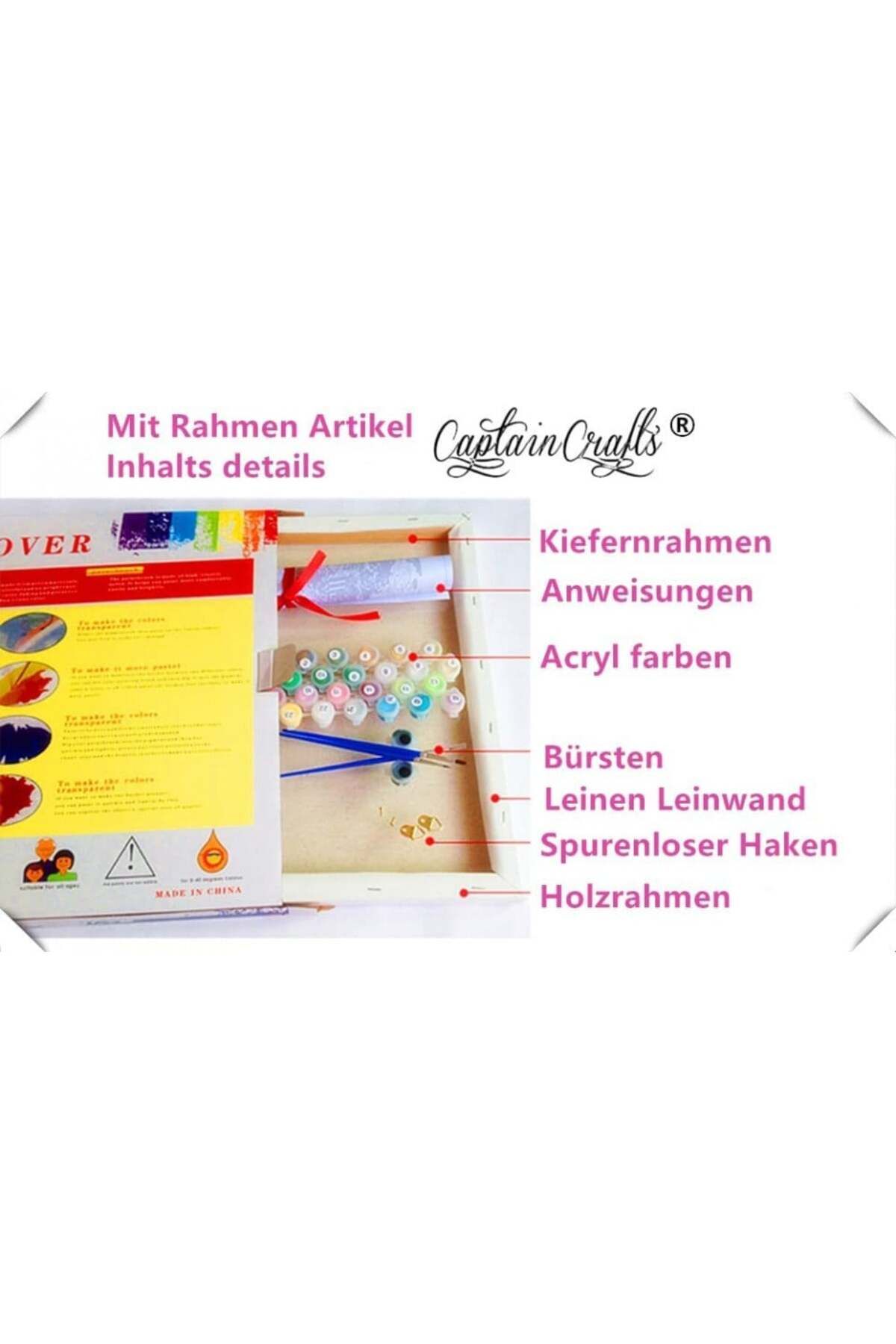 CaptainCrafts-paint by numbers set, frog pattern, acrylic paint, multicolor, 40 x 50 cm 5